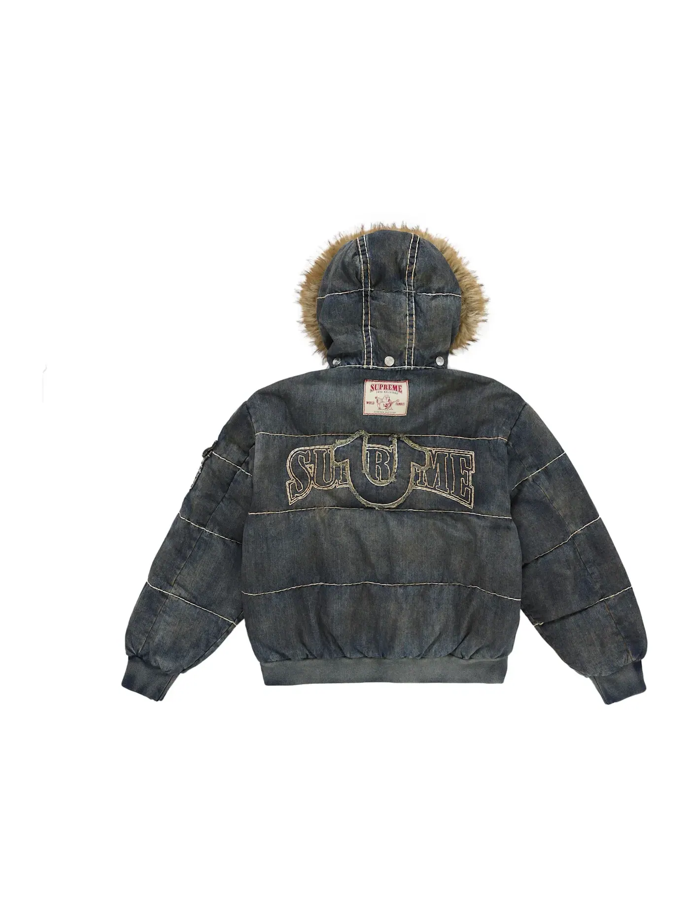 Мужская пуховая куртка с квилтингом Supreme True Religion Navy — изображение 3 из 5, индиго