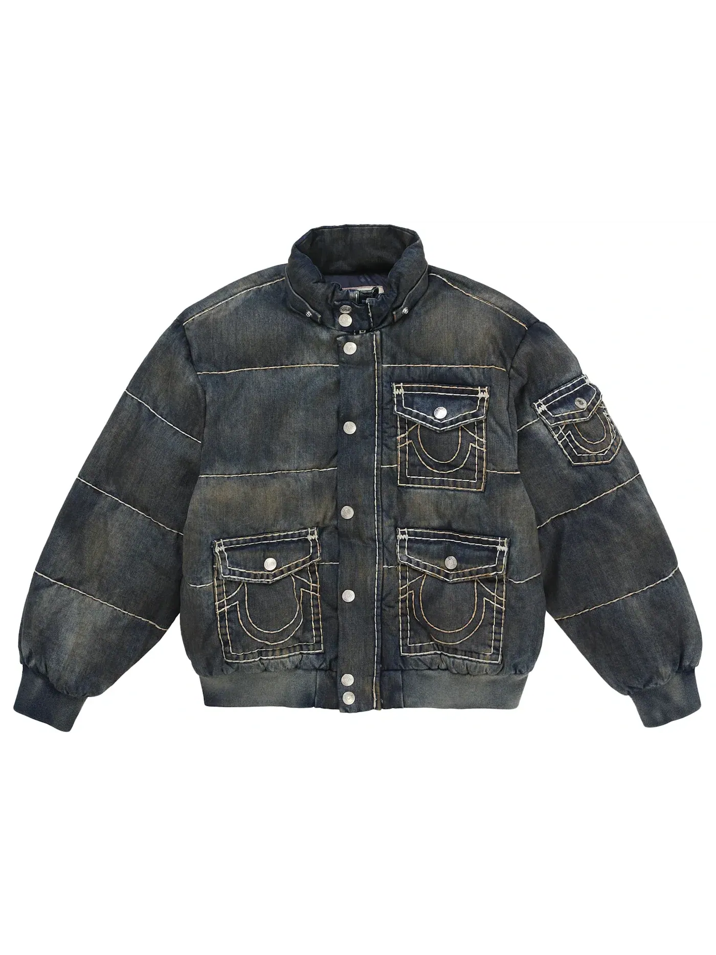 Мужская пуховая куртка с квилтингом Supreme True Religion Navy — изображение 4 из 5, индиго