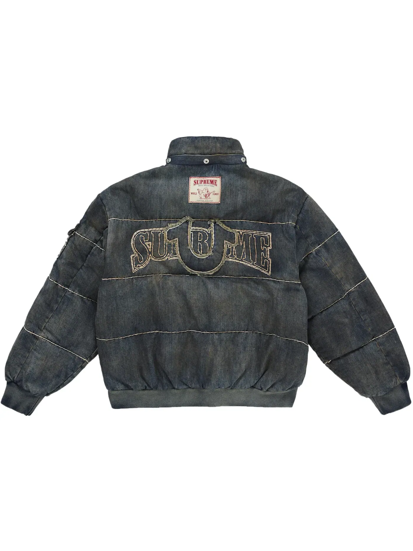 Мужская пуховая куртка с квилтингом Supreme True Religion Navy — изображение 5 из 5, индиго