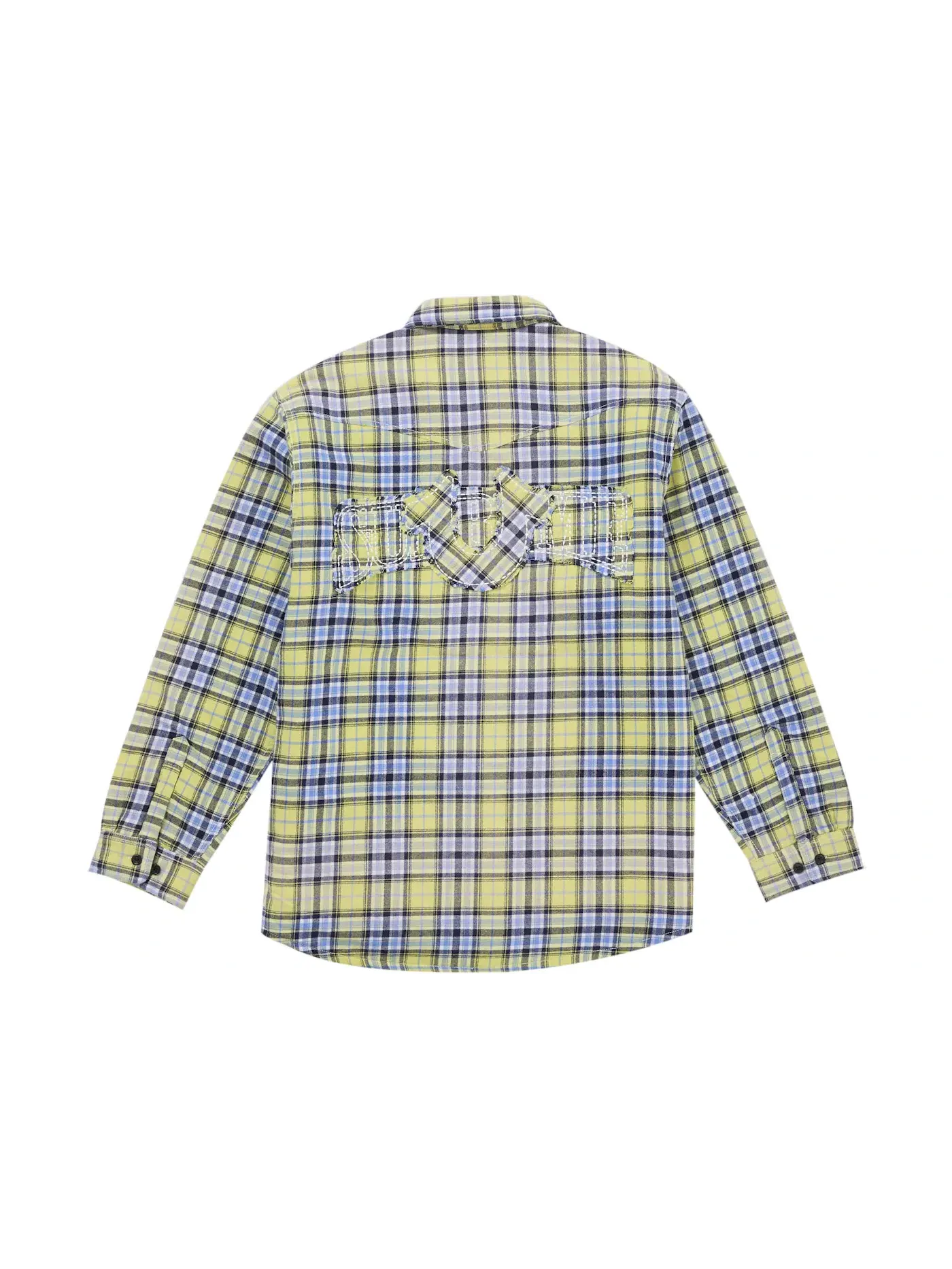 Мужская фланелевая рубашка с принтом Supreme True Religion Quilted Lined Plaid Flannel Shirt — изображение 3 из 3, желтый