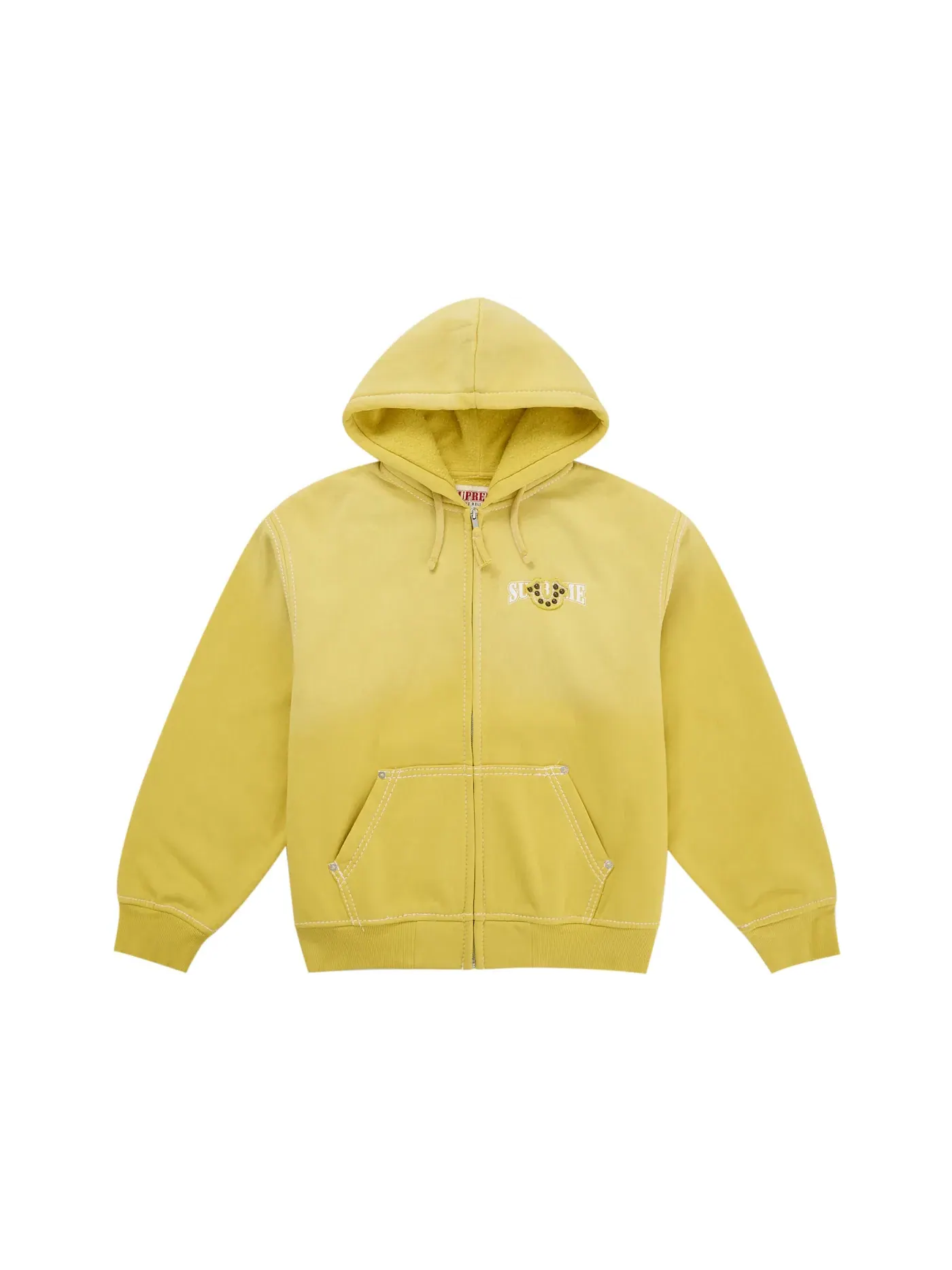 Мужская худи на молнии с капюшоном с принтом Sweatshirt (FW25) Supreme — изображение 1 из 2, желтый
