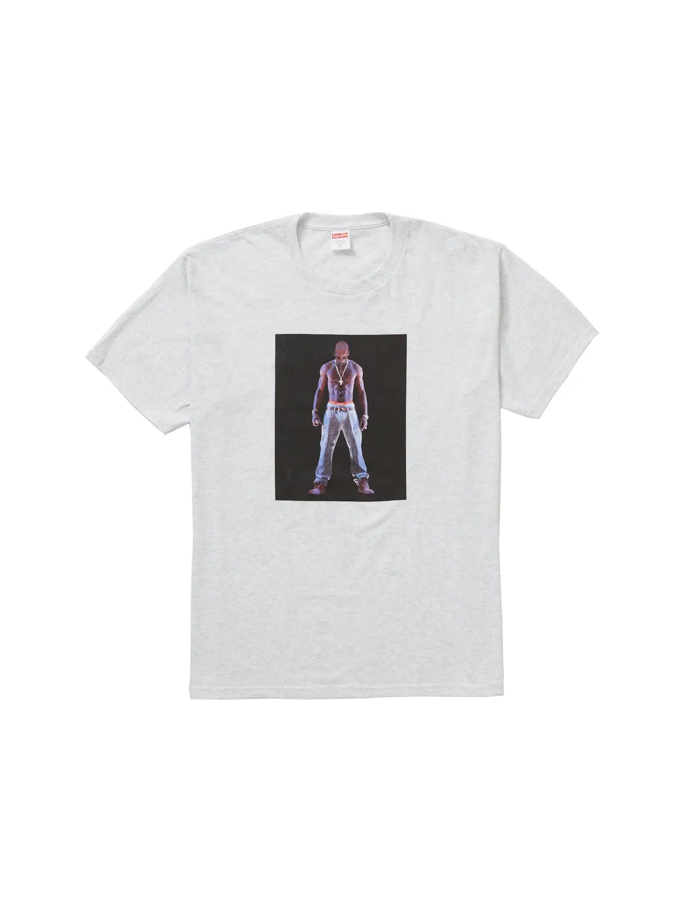 Мужская футболка с принтом Tupac Hologram Supreme — изображение 1 из 1, серый