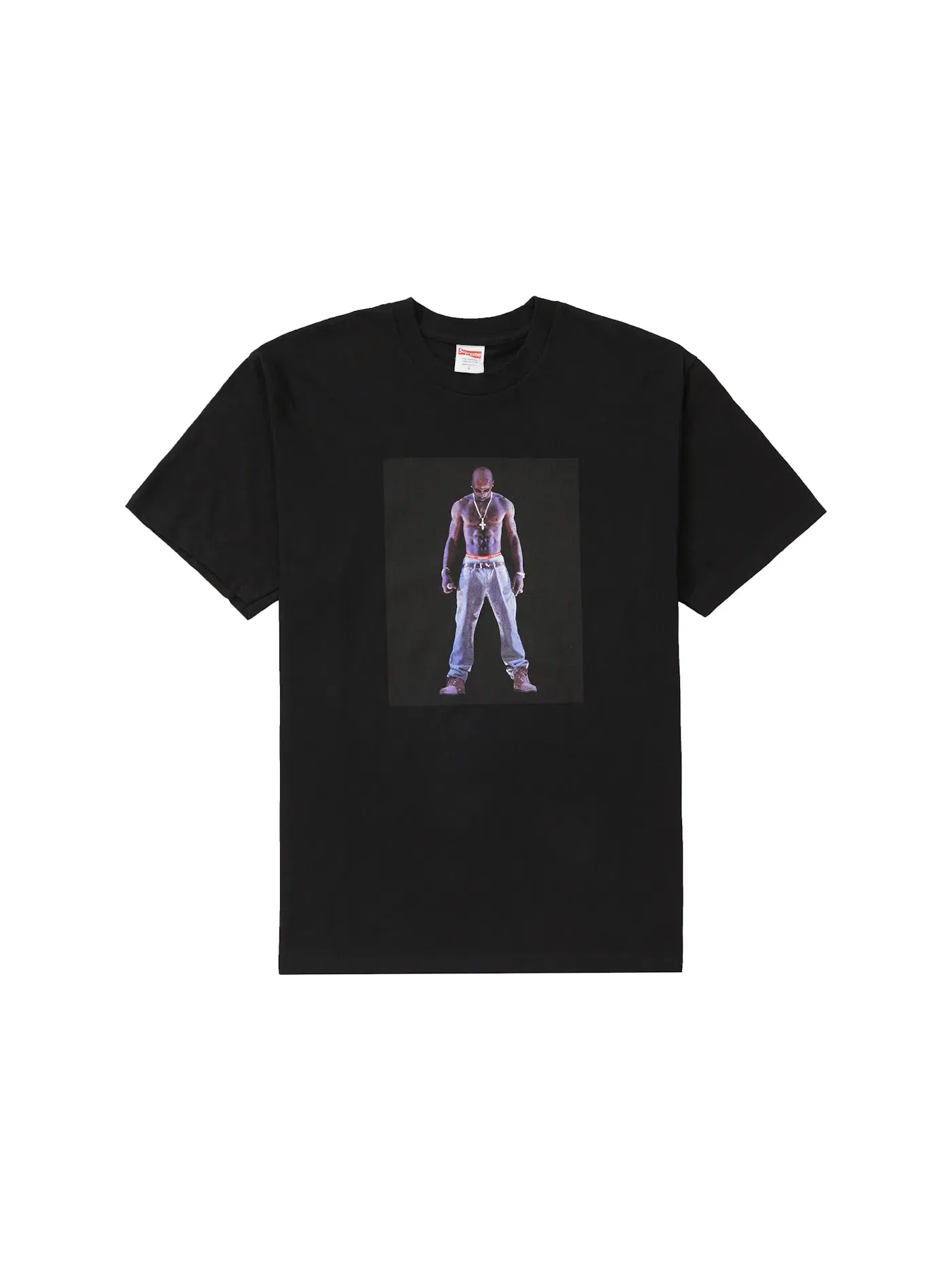 Мужская футболка с принтом Tupac Hologram Supreme — изображение 1 из 1, черный