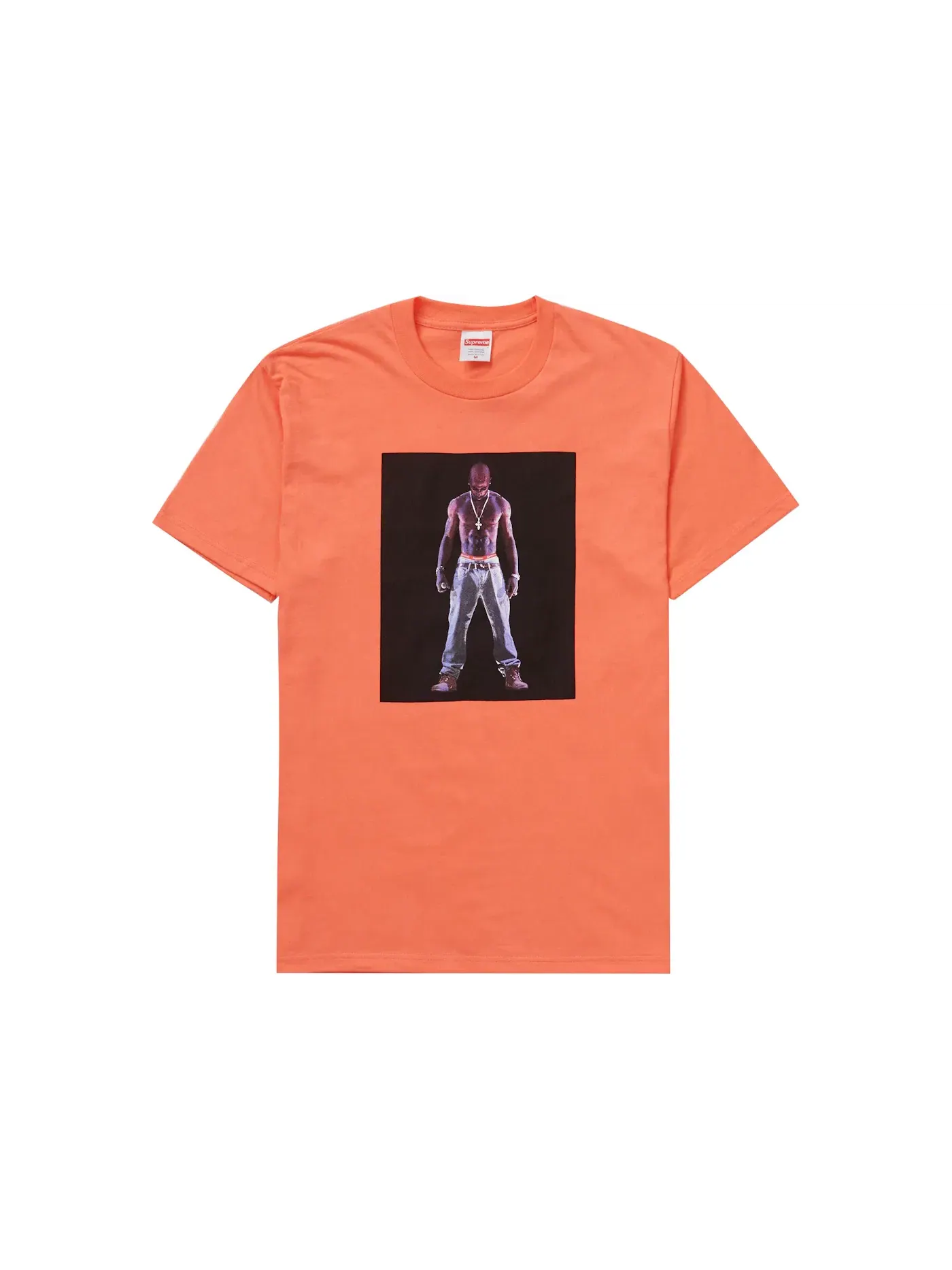 Мужская футболка с принтом Tupac Hologram Supreme — изображение 1 из 1, неоновый оранжевый