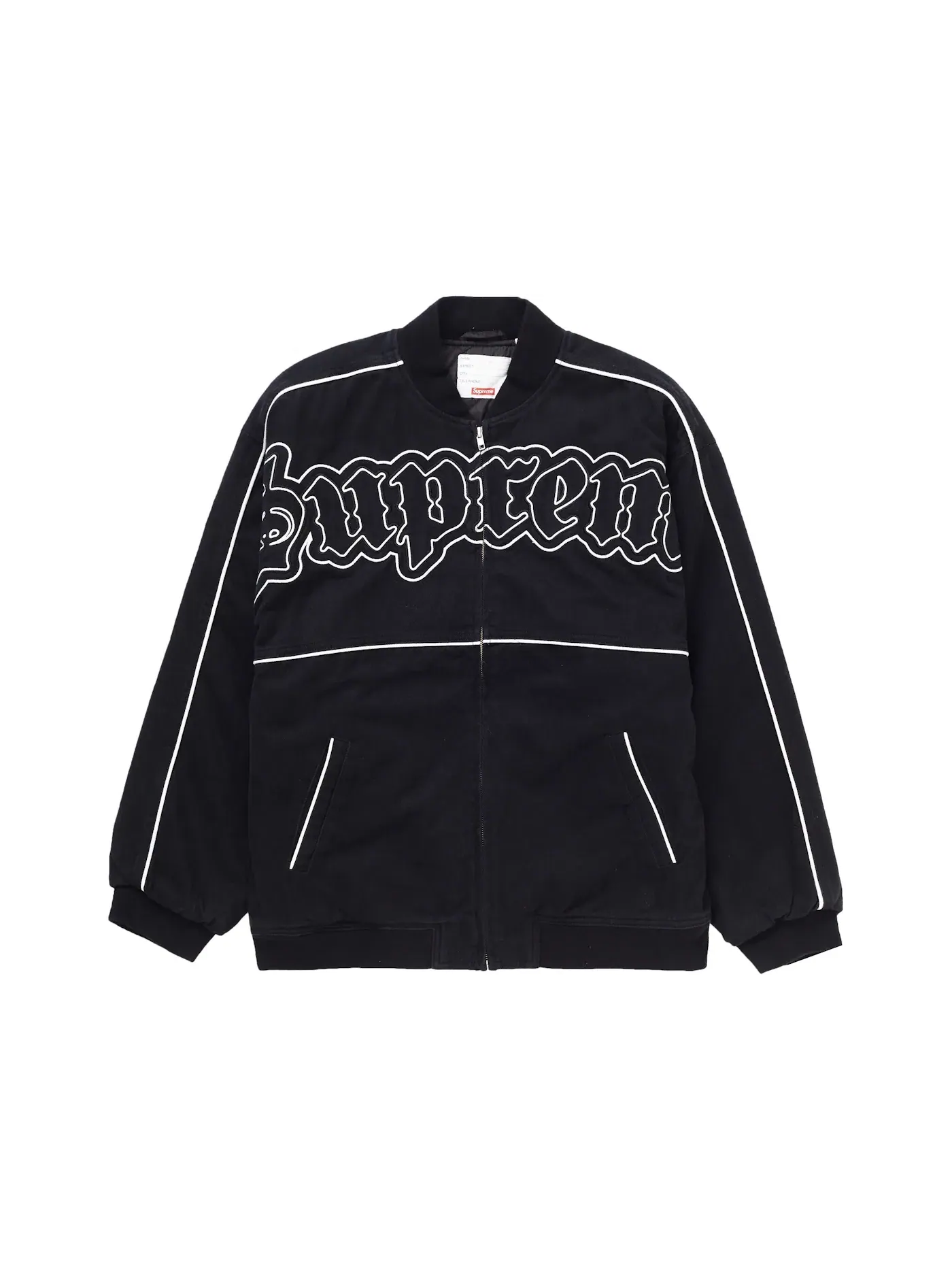 Мужская куртка-бомбер с длинным рукавом Supreme Twill Old English Varsity Jacket — изображение 1 из 3, черный