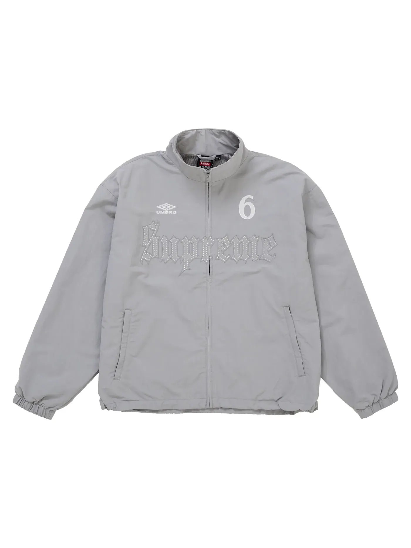 Мужская куртка с принтом Rhinestone Track Jacket Supreme — изображение 1 из 3, светлый серый