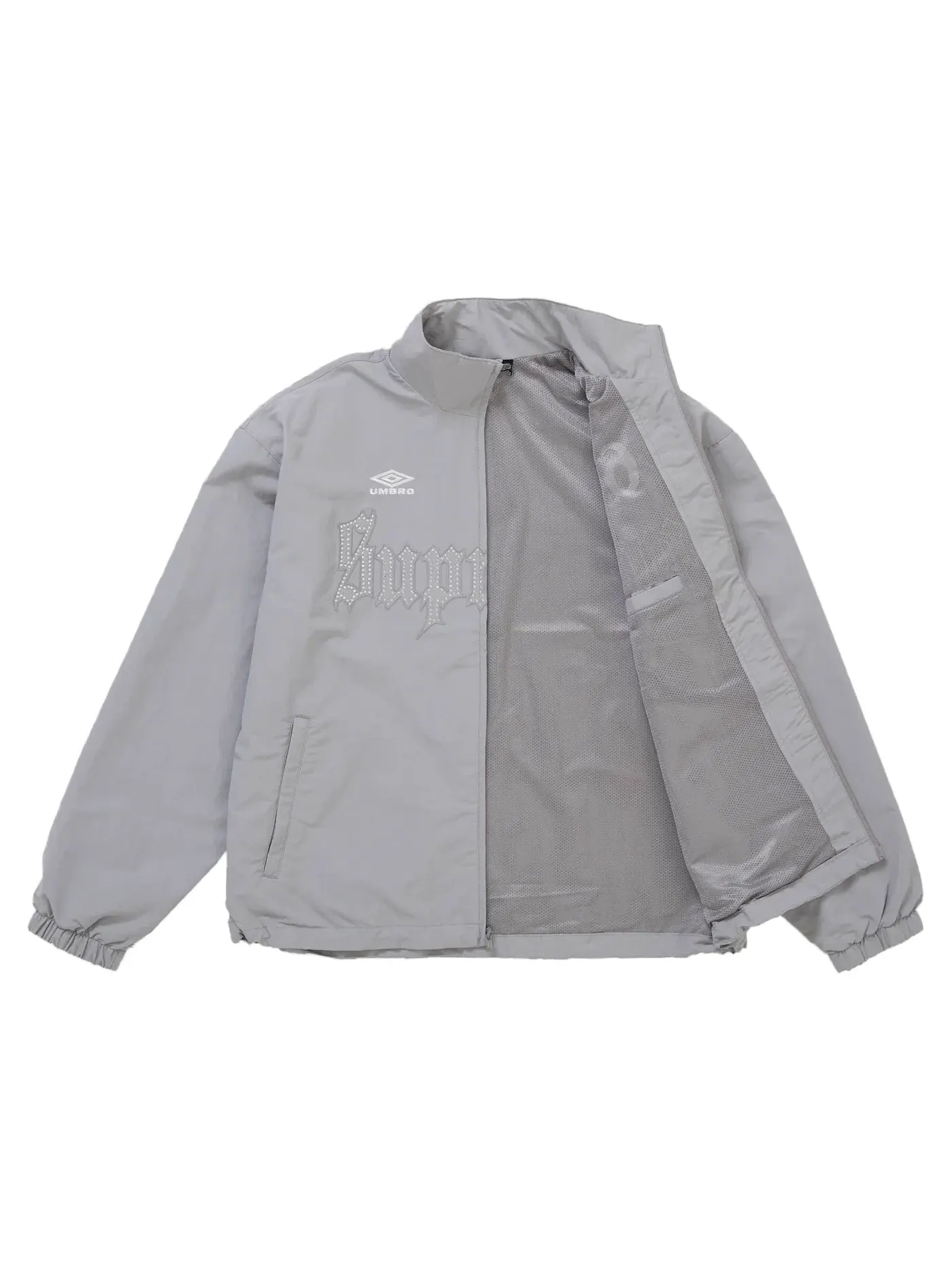 Мужская куртка с принтом Rhinestone Track Jacket Supreme — изображение 2 из 3, светлый серый