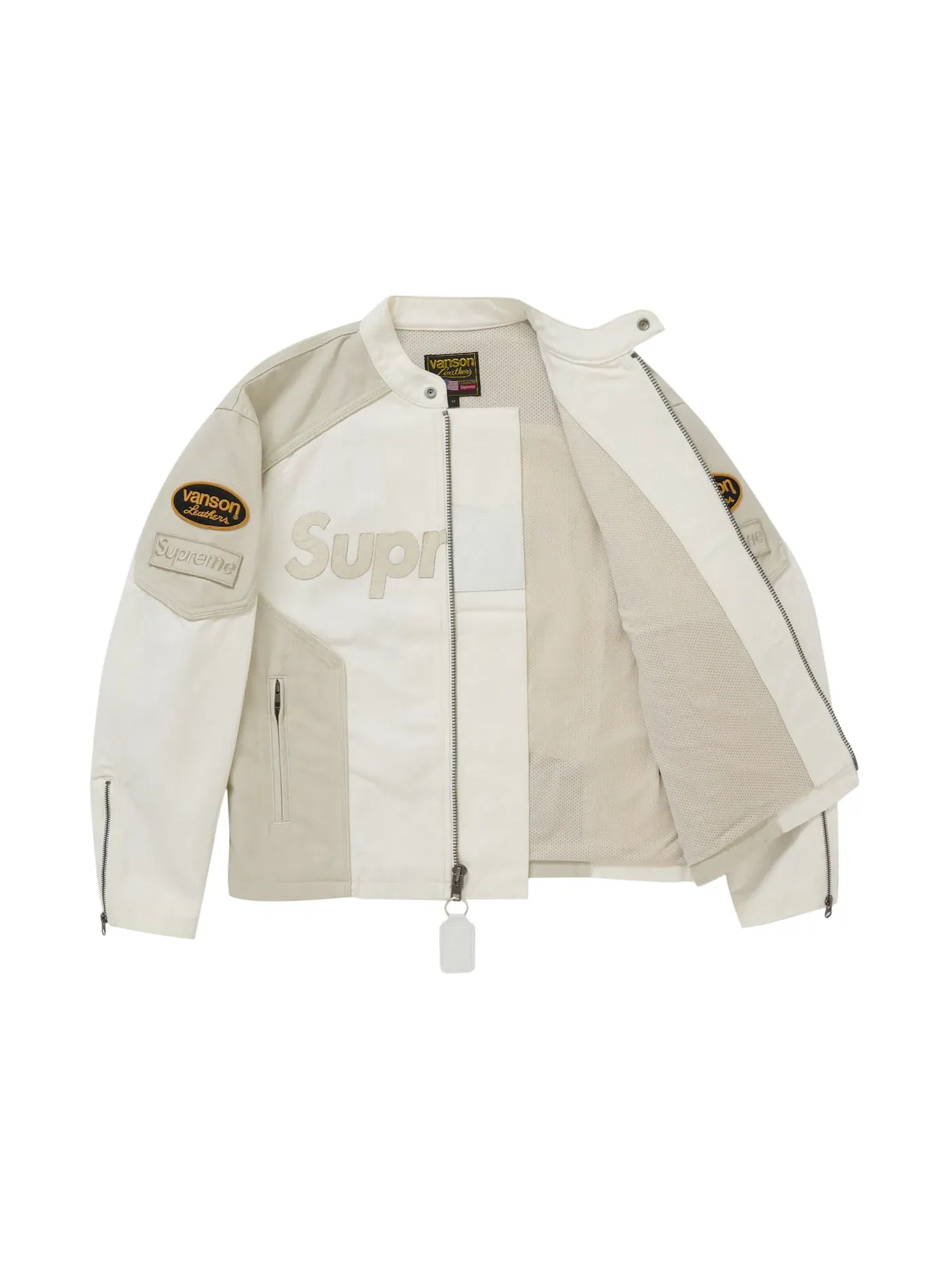 Мужская куртка из кордуры с хлопком Supreme Vanson Leathers — изображение 2 из 4, белый