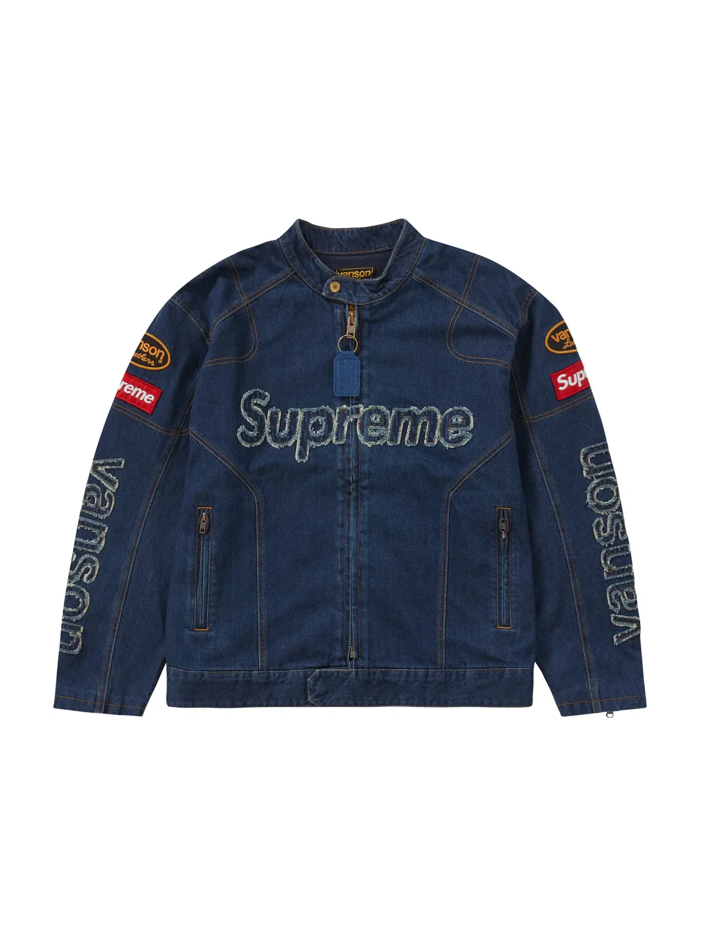 Мужская джинсовая куртка с принтом Supreme Vanson Leathers Cordura — изображение 1 из 3, синий
