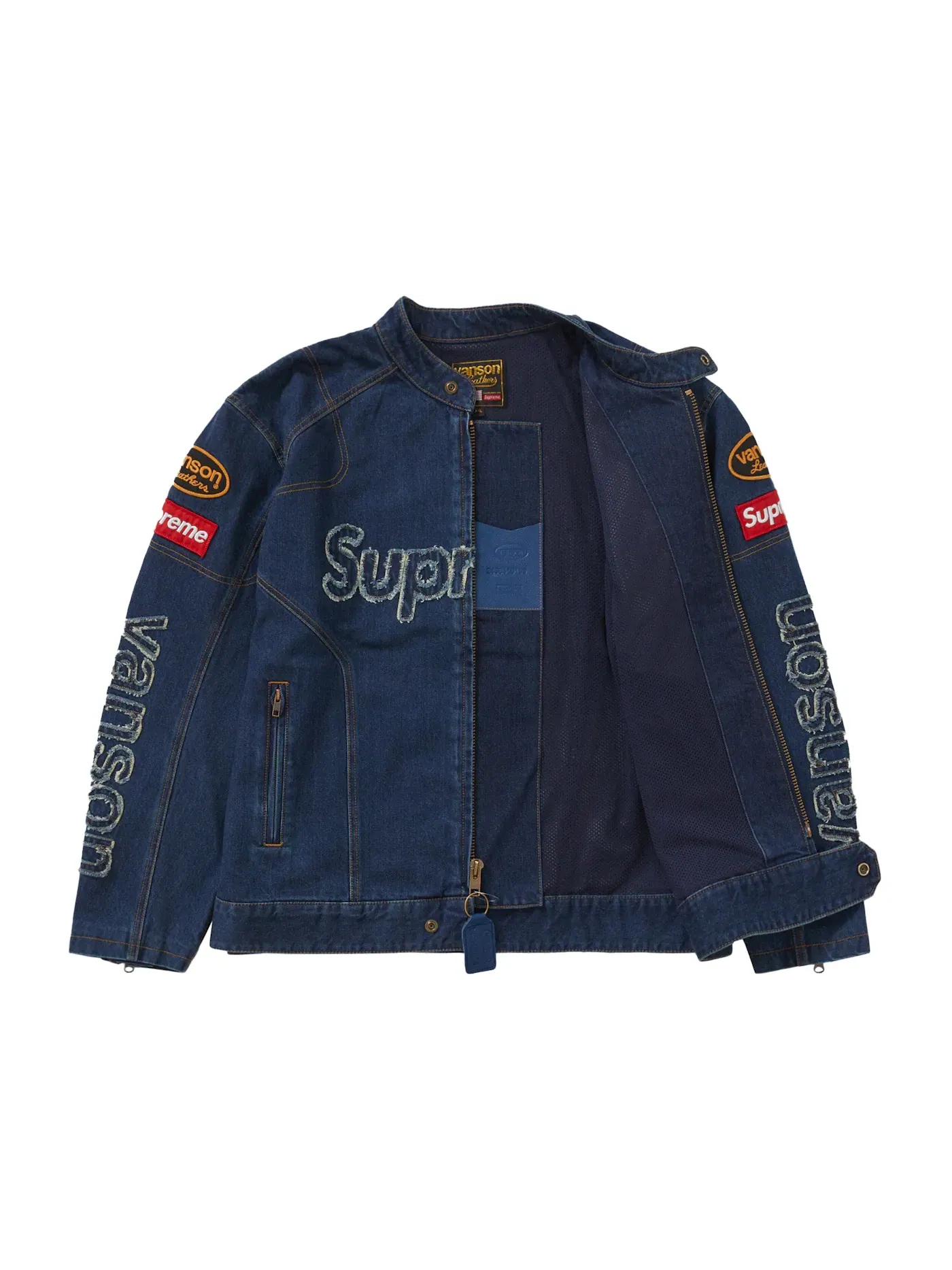 Мужская джинсовая куртка с принтом Supreme Vanson Leathers Cordura — изображение 2 из 3, синий