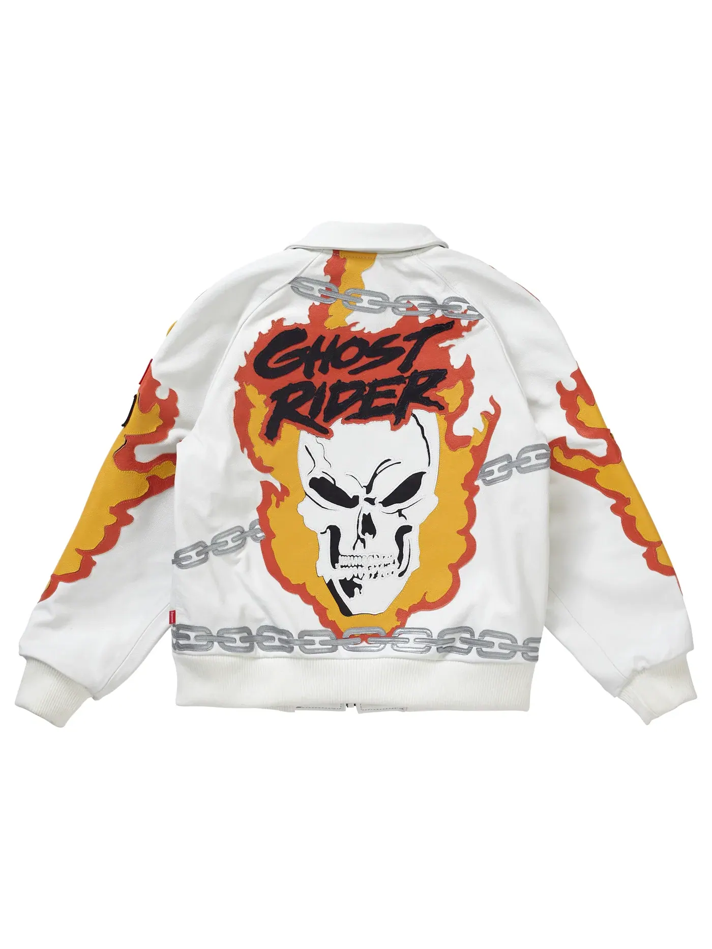 Мужская куртка из кожи с принтом Ghost Rider Supreme Vanson Leathers — изображение 2 из 2, белый
