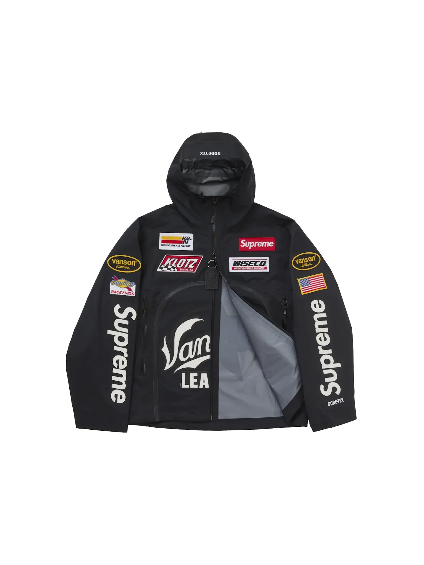 Мужская куртка из кожи GORE-TEX Vanson Leathers Supreme — изображение 2 из 3, черный