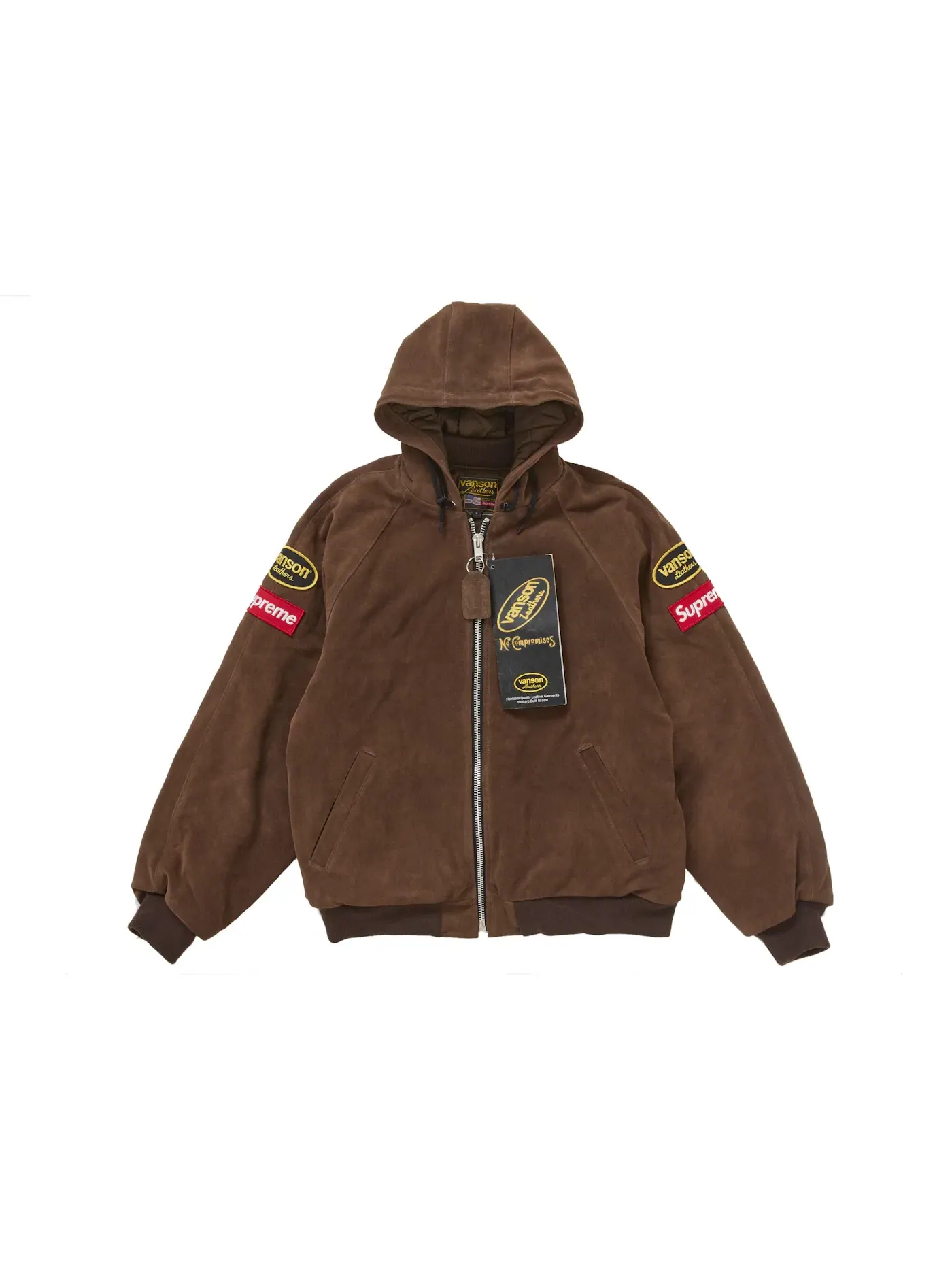 Мужская куртка с капюшоном из замши Supreme Vanson Leathers, Suede