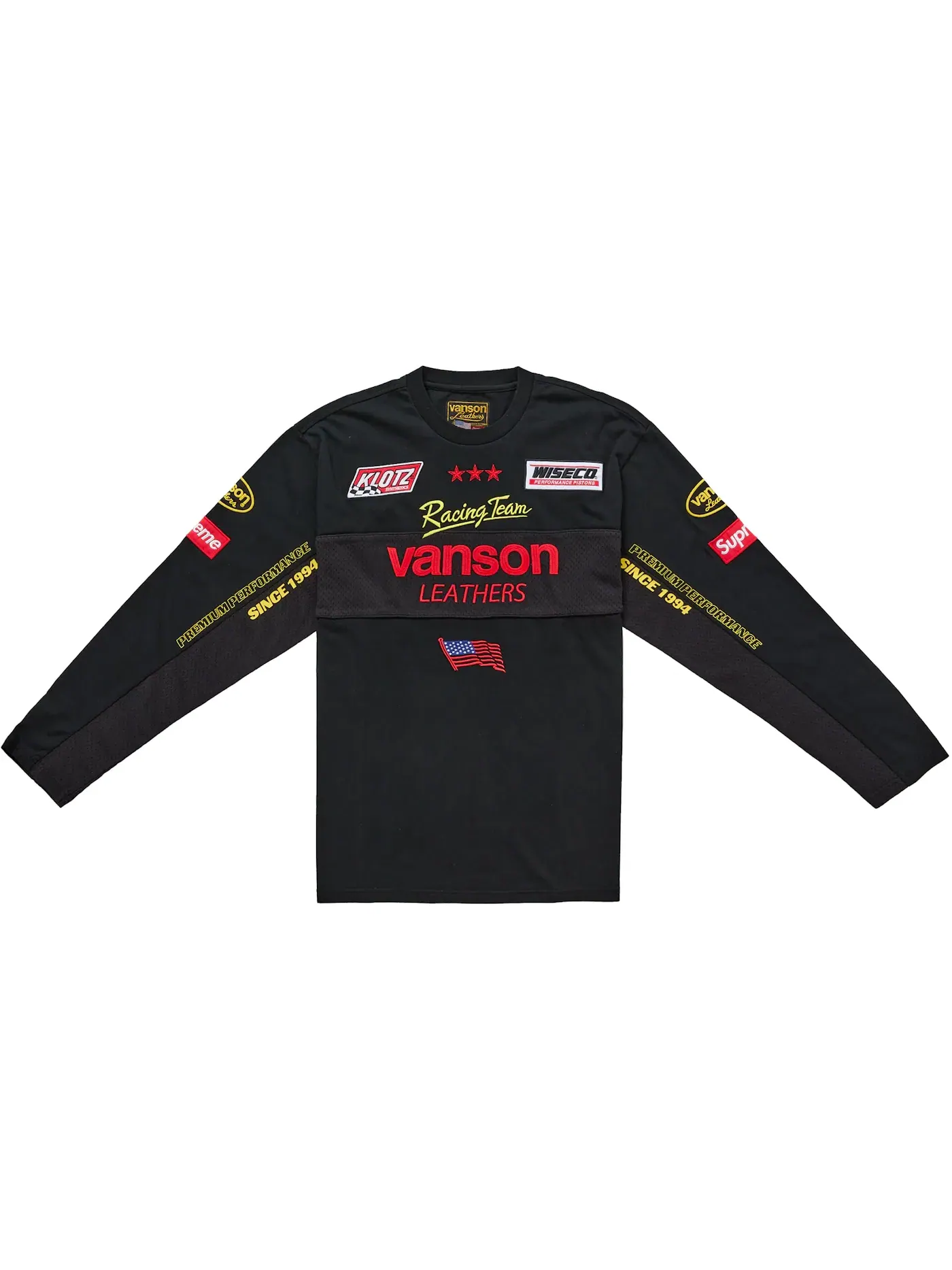 Мужская футболка с длинным рукавом Supreme Vanson Leathers L/S Top — изображение 1 из 2, черный