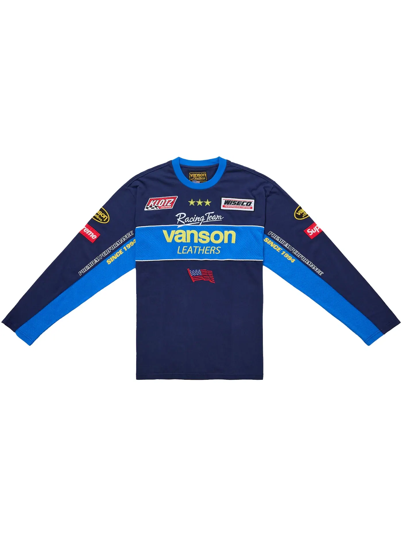 Мужская футболка с длинным рукавом Vanson Leathers Supreme — изображение 1 из 2, темно-синий