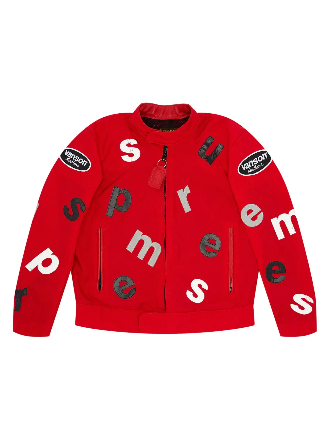 Мужская куртка с принтом Vanson Leathers Letters Supreme — изображение 1 из 3, красный