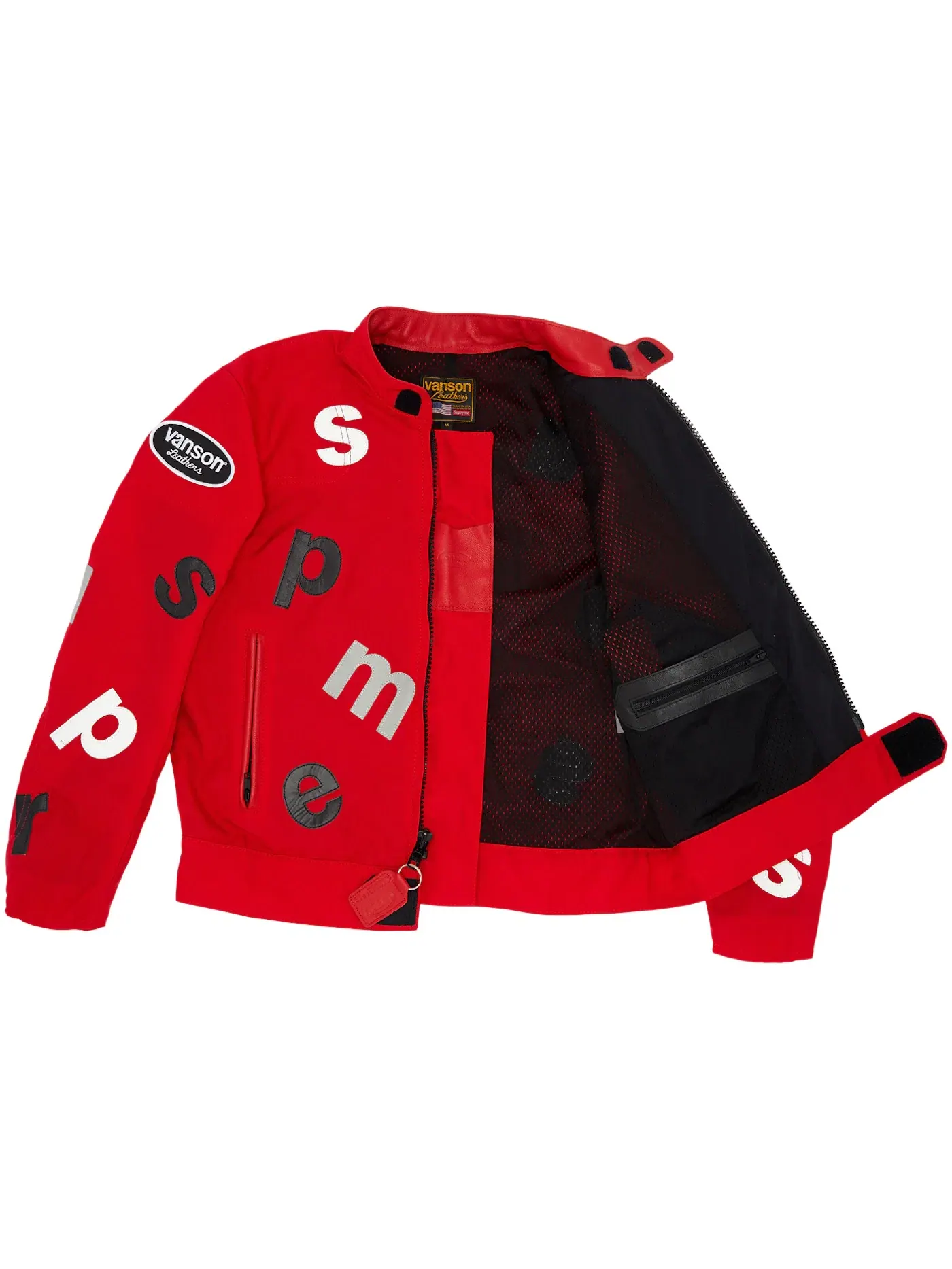 Мужская куртка с принтом Vanson Leathers Letters Supreme — изображение 2 из 3, красный