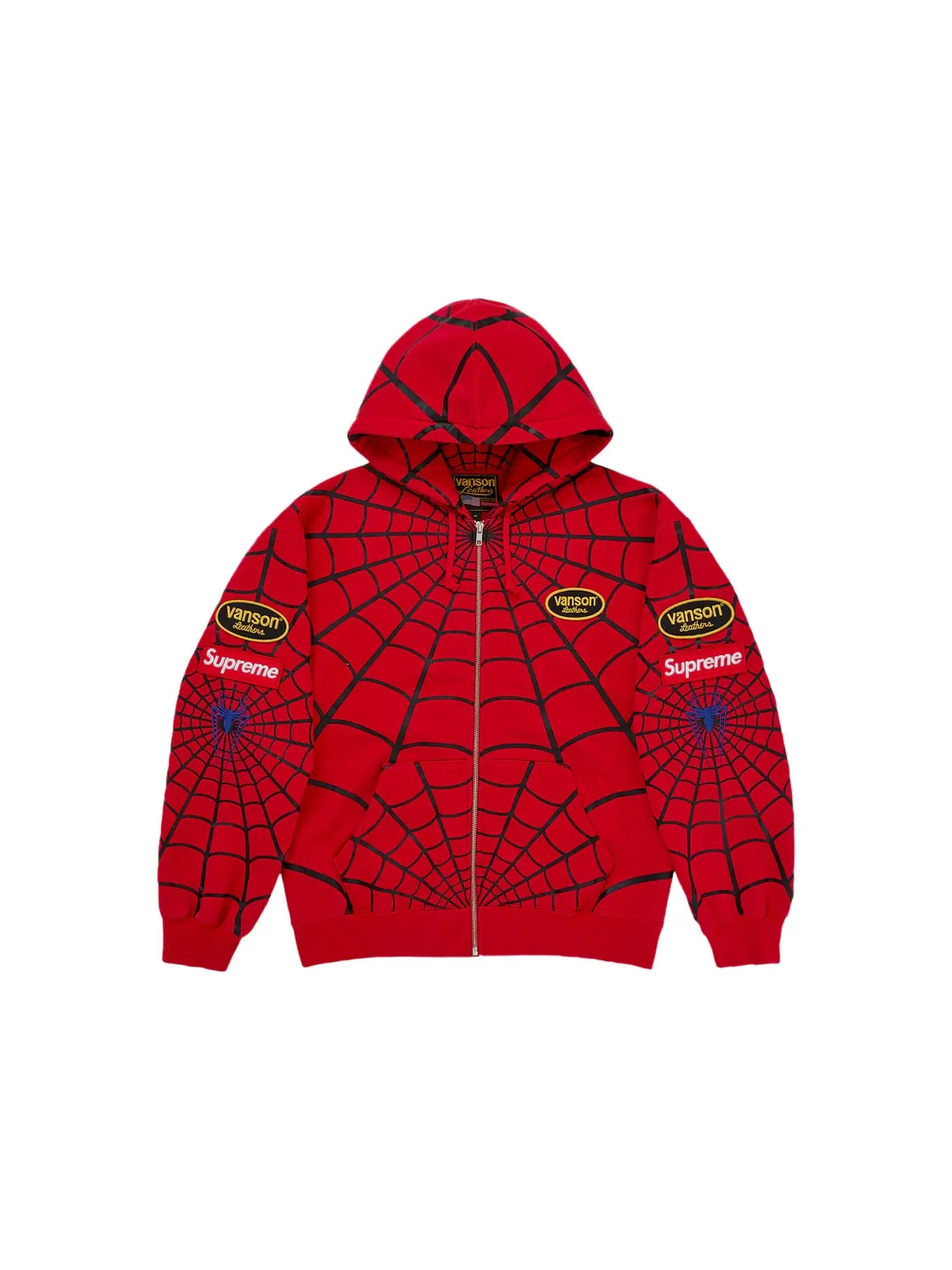 Мужская худи с застежкой-молнией Spider-Man Supreme Vanson Leathers — изображение 1 из 2, красный