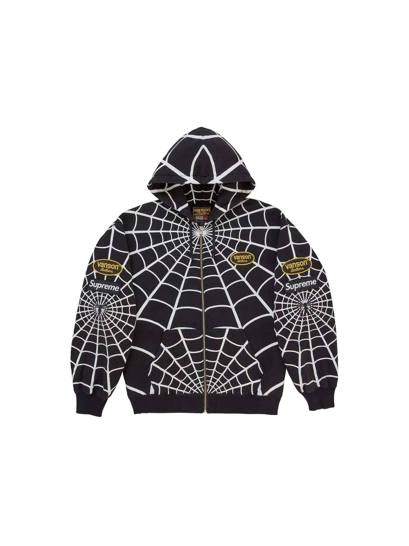 Мужская худи на молнии с принтом Spider-Man Vanson Leathers Supreme — изображение 1 из 2, черный