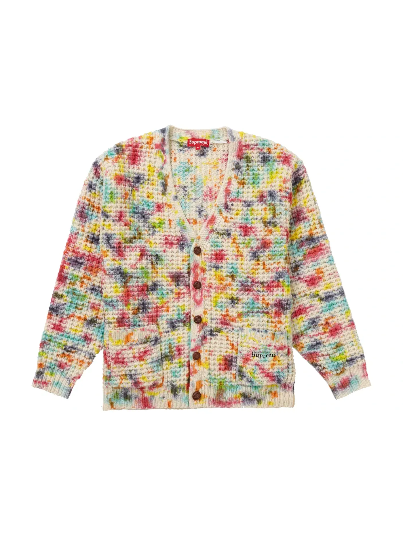 Мужской вязаный кардиган с принтом Supreme Waffle Knit Cardigan — изображение 1 из 1, мульти