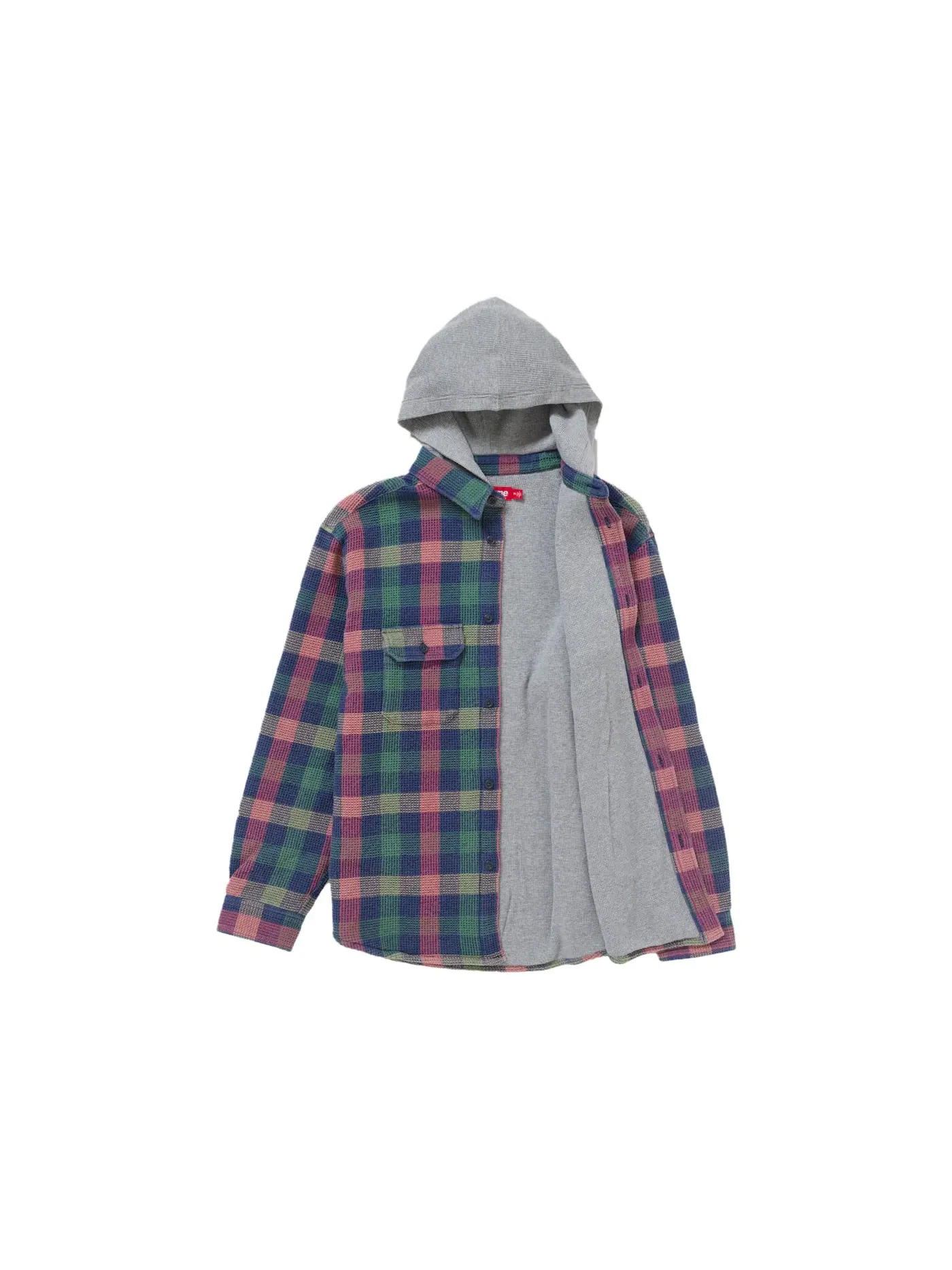 Мужская рубашка-худи с капюшоном в клетку Waffle Plaid Supreme — изображение 2 из 3, мульти