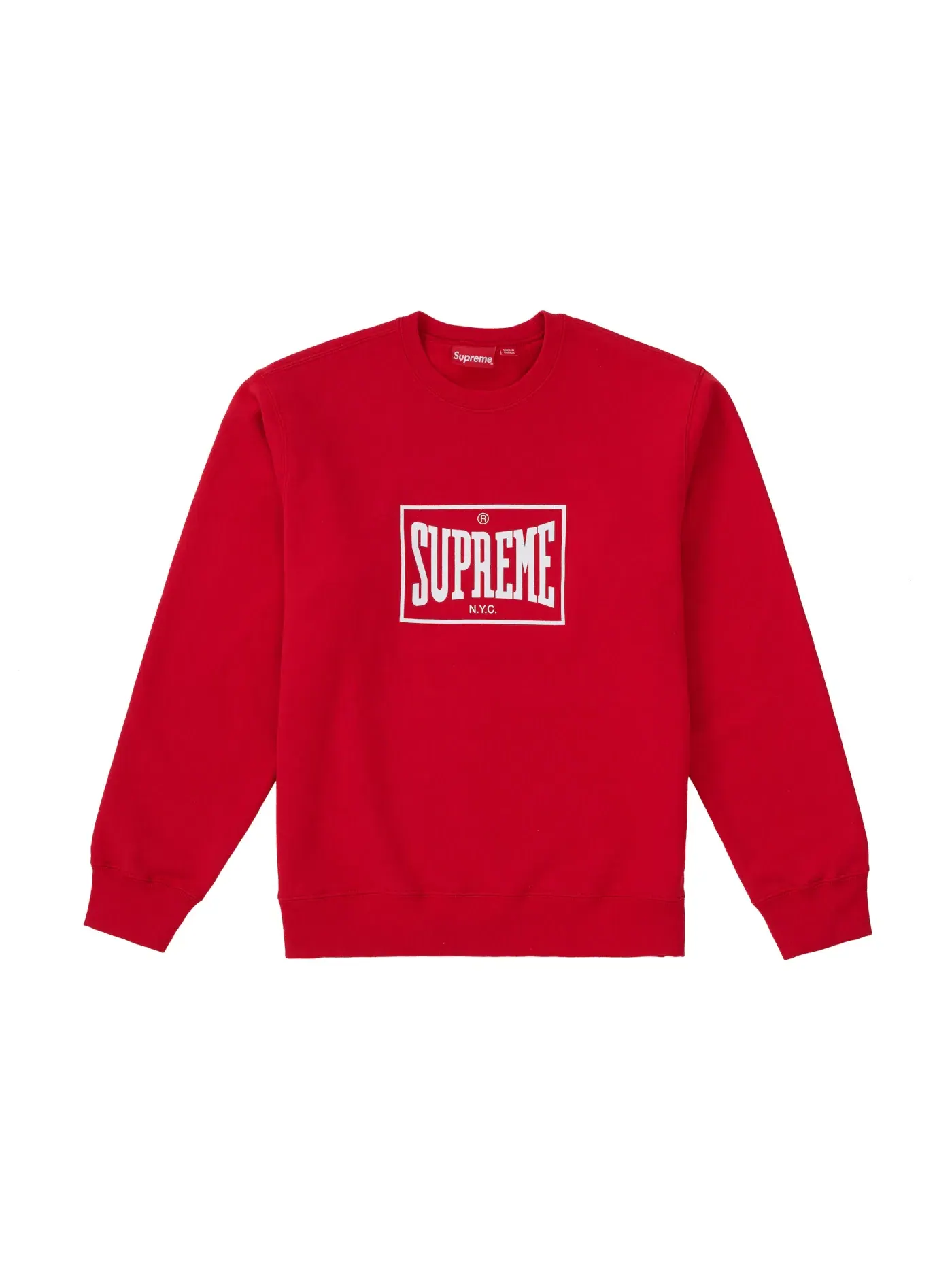Мужской свитшот с принтом Supreme Warm Up Crewneck Supreme — изображение 1 из 1, красный