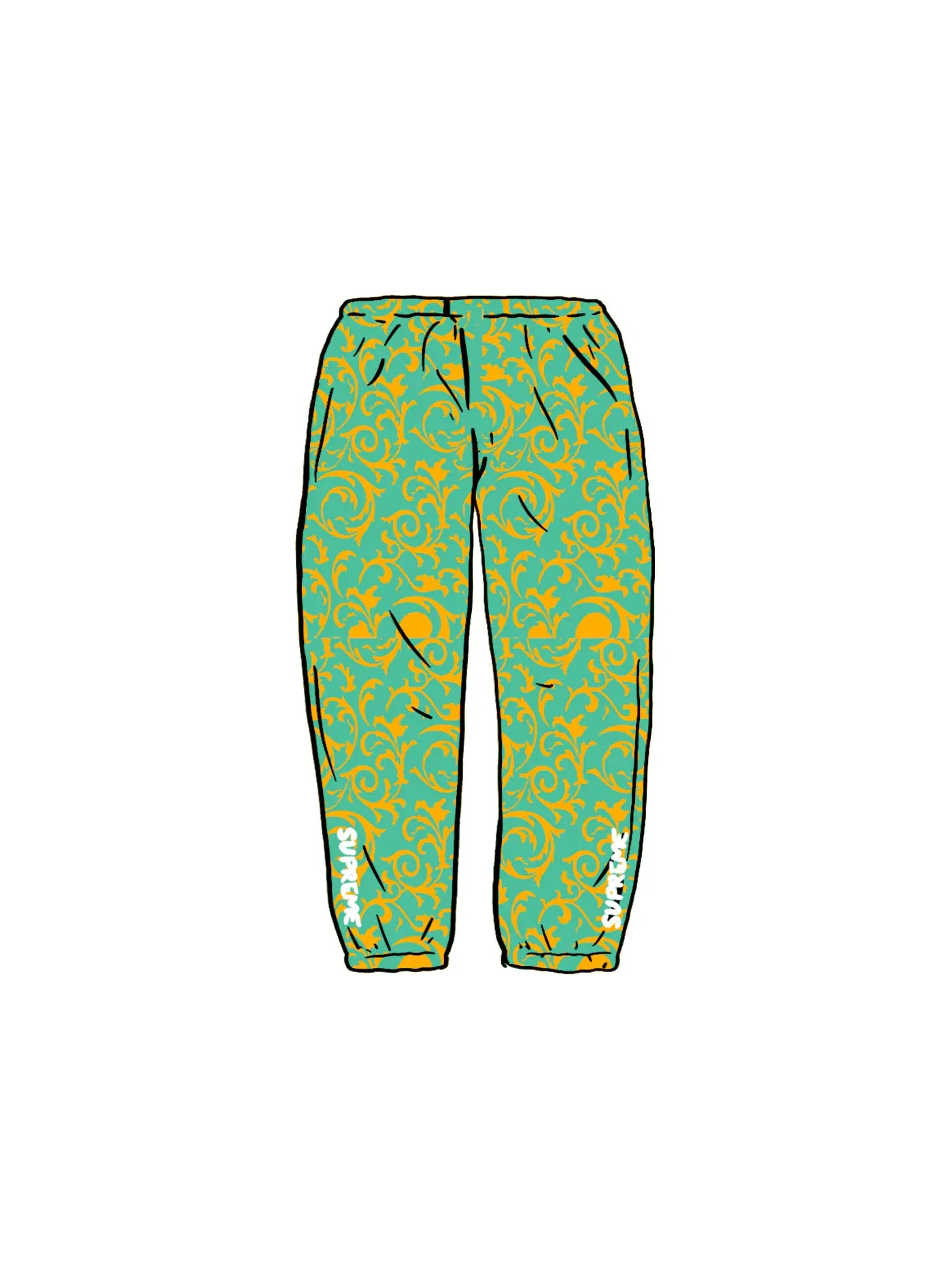 Мужские штаны с принтом Supreme Pant, Teal Floral — изображение 1 из 1