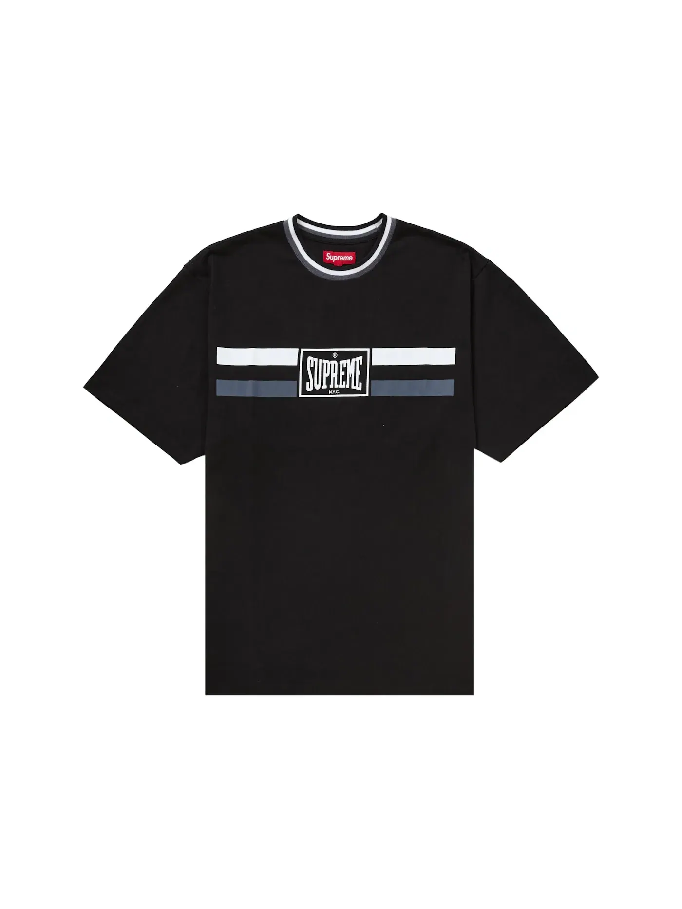 Мужская футболка с принтом Supreme Warm Up Stripe S/S Top — изображение 1 из 1, черный