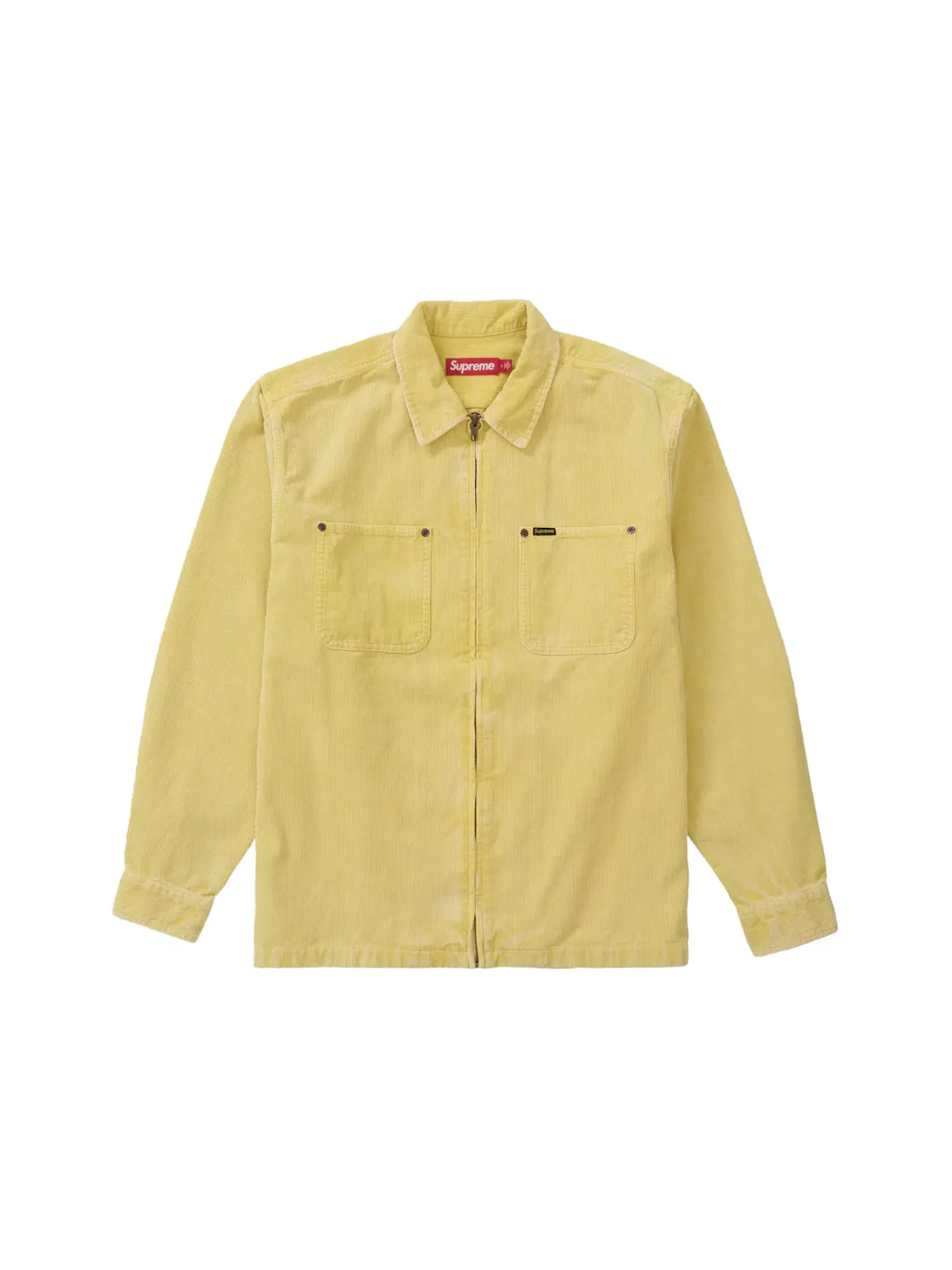 Мужская рубашка из вельвета Supreme Washed Corduroy Zip Up Shirt — изображение 1 из 1, желтый