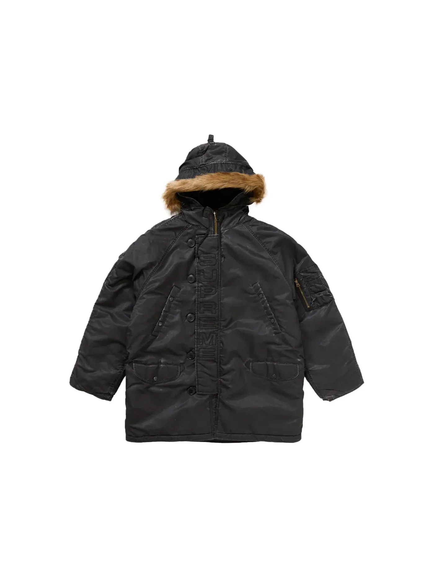 Мужская куртка-парка из сатина с принтом Supreme Washed Flight Satin N 3B Parka — изображение 1 из 4, черный
