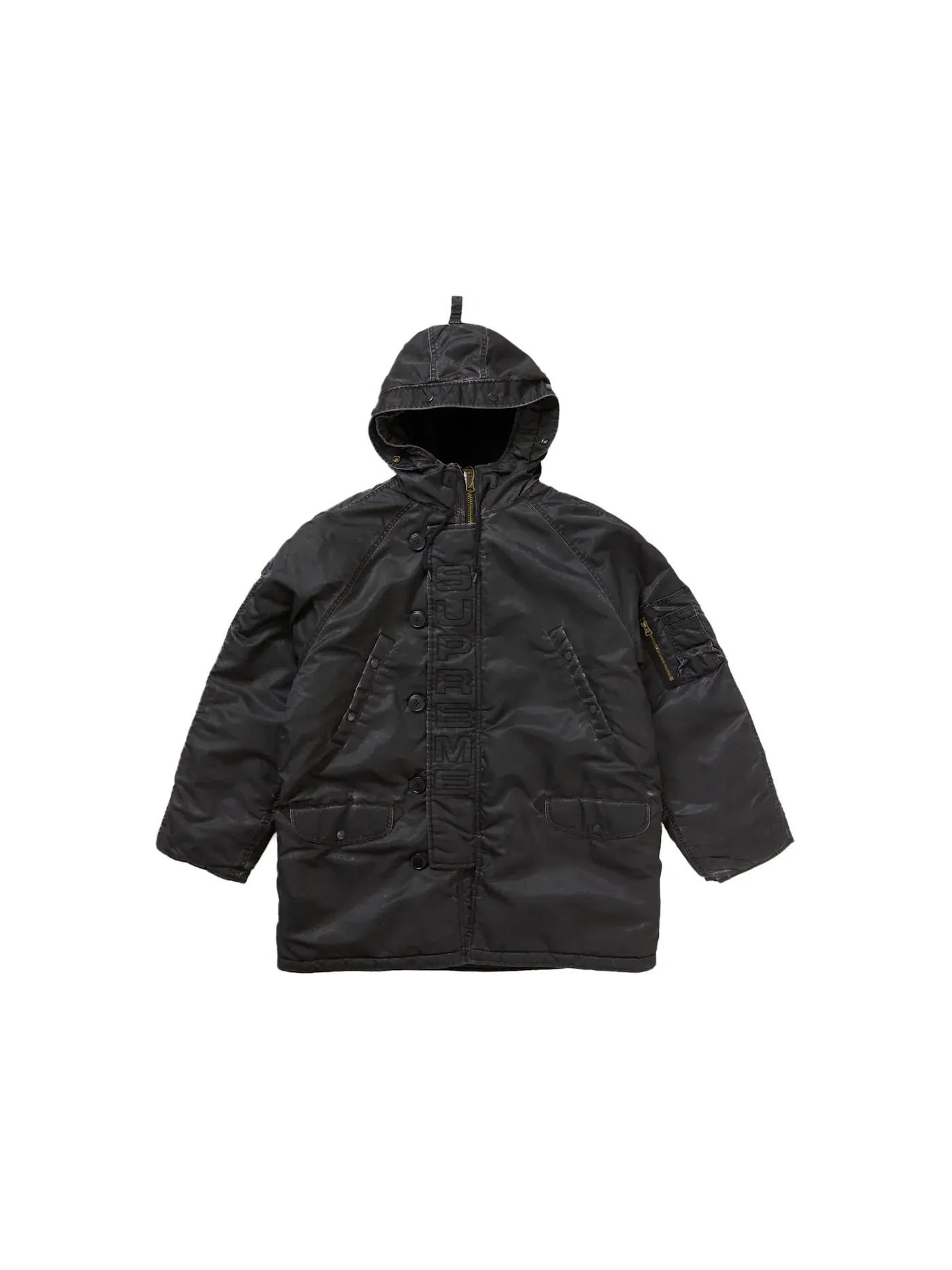 Мужская куртка-парка из сатина с принтом Supreme Washed Flight Satin N 3B Parka — изображение 2 из 4, черный