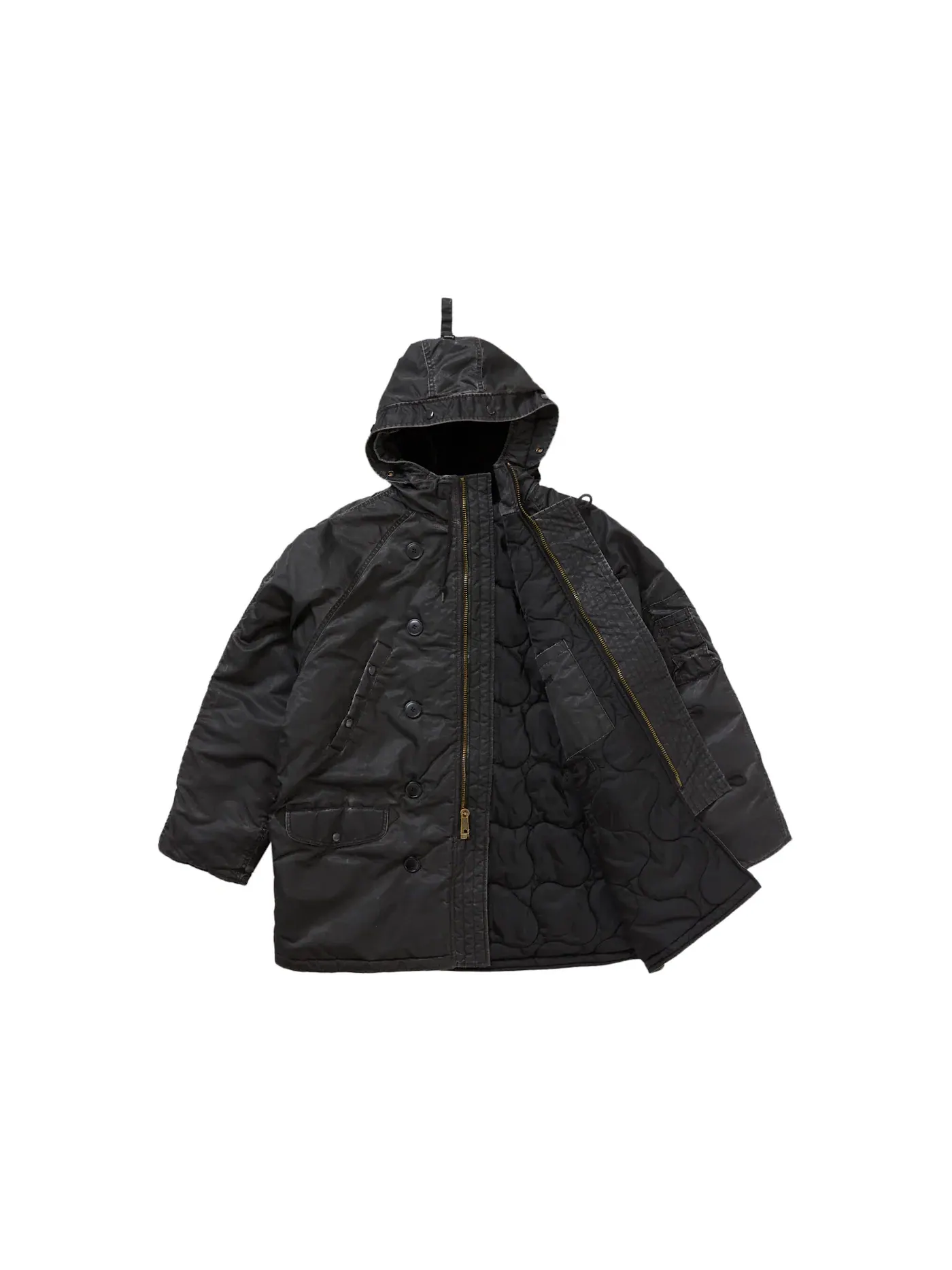 Мужская куртка-парка из сатина с принтом Supreme Washed Flight Satin N 3B Parka — изображение 3 из 4, черный
