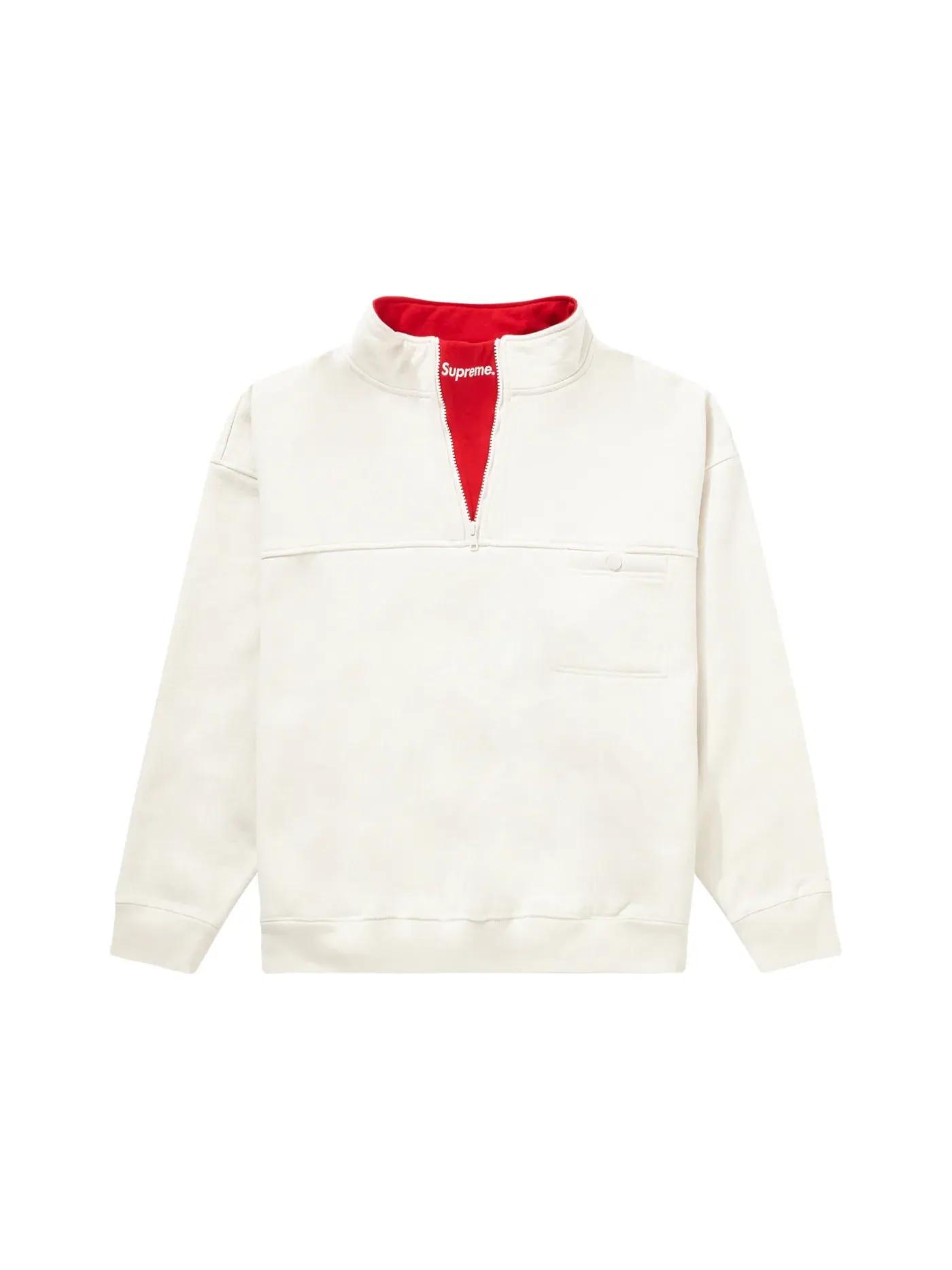 Мужской свитшот с принтом Supreme Washed Half Zip Pullover Stone — изображение 2 из 3, серый