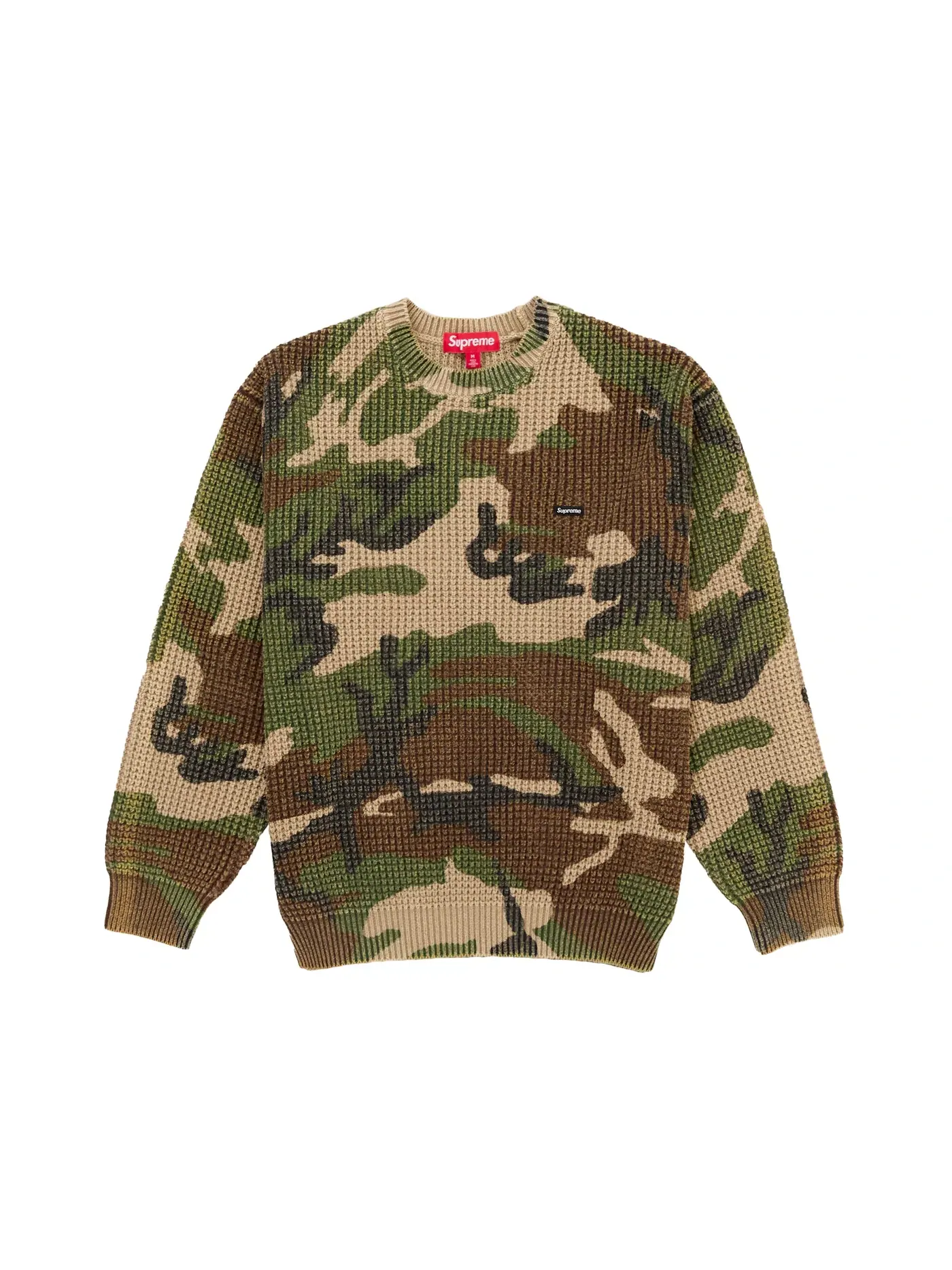 Мужской свитер с вафельным узором Supreme Washed Small Box Waffle Sweater, Woodland Camo — изображение 1 из 1