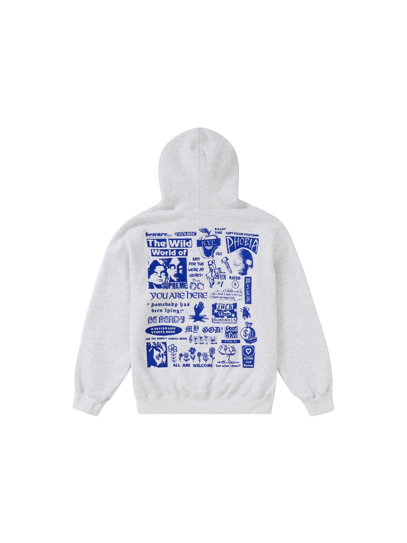 Мужская худи с вышивкой Supreme Ash Grey — изображение 1 из 2