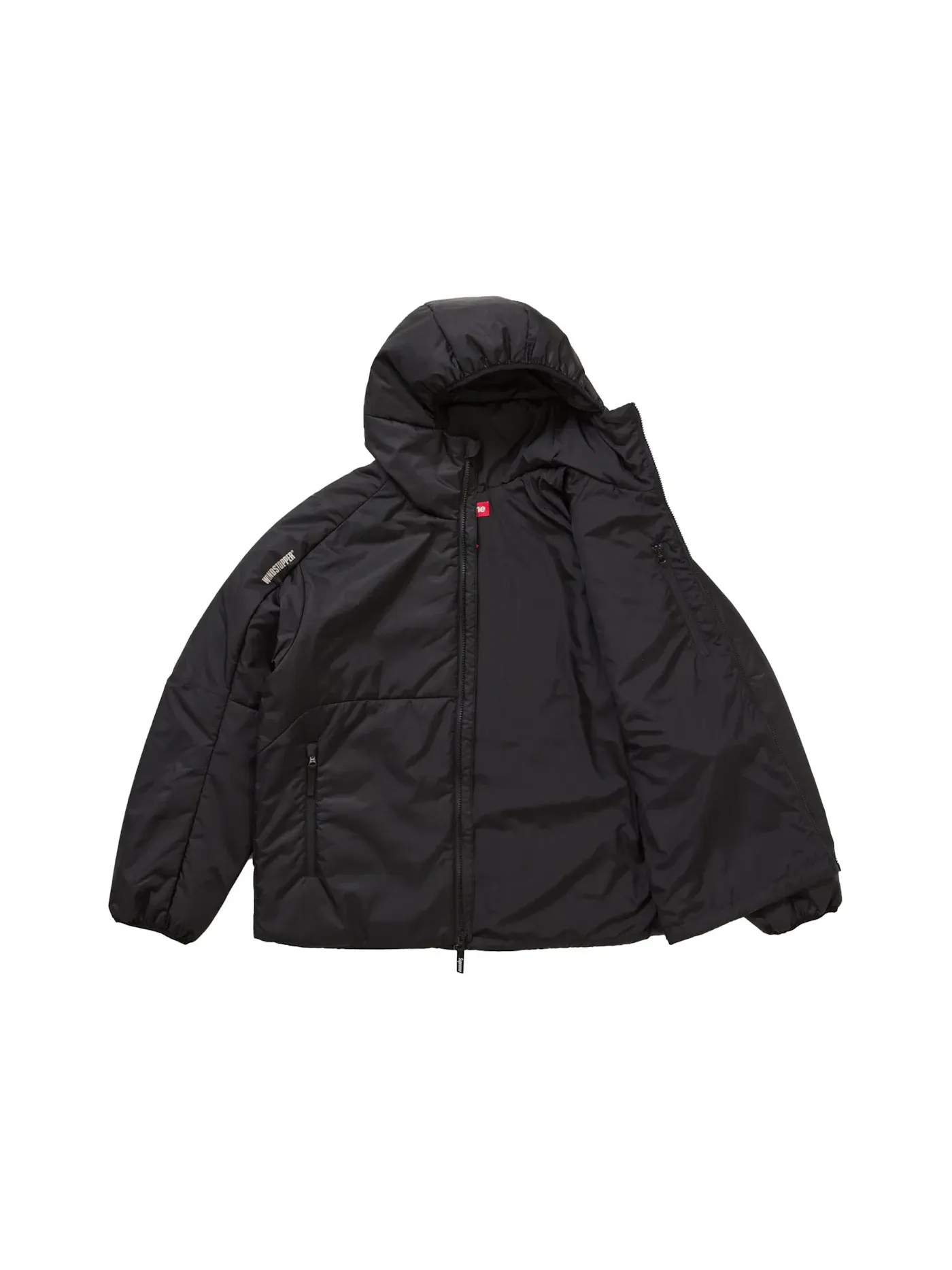 Мужская куртка с капюшоном с принтом Supreme WINDSTOPPER Insulated Hooded Jacket — изображение 2 из 3, черный