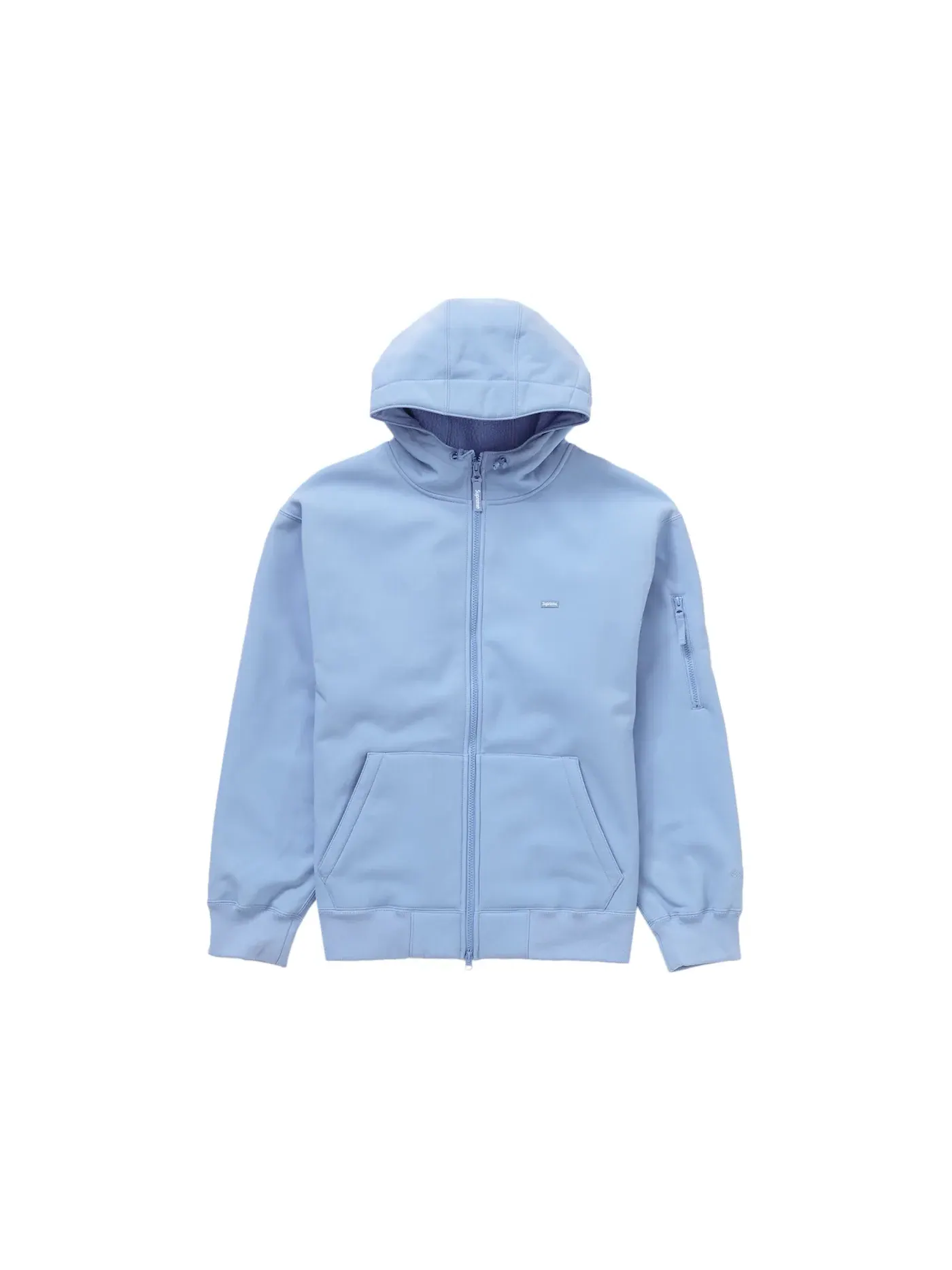 Мужская худи с капюшоном на молнии с ветрозащитой Supreme Sweatshirt (FW23) — изображение 1 из 2, светлый синий