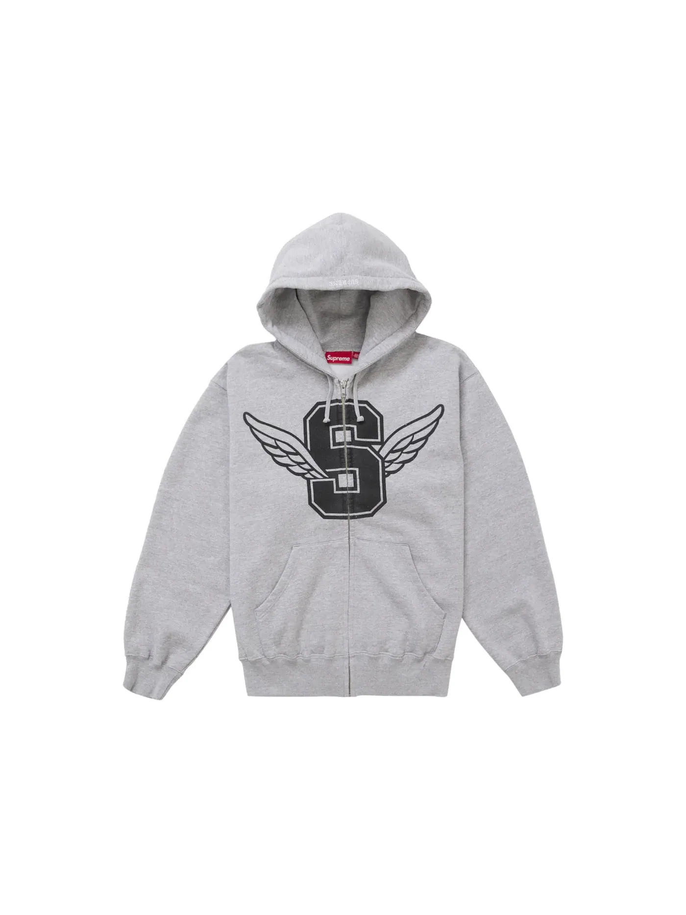 Мужская худи на молнии с капюшоном Supreme Wings — изображение 1 из 1, серый