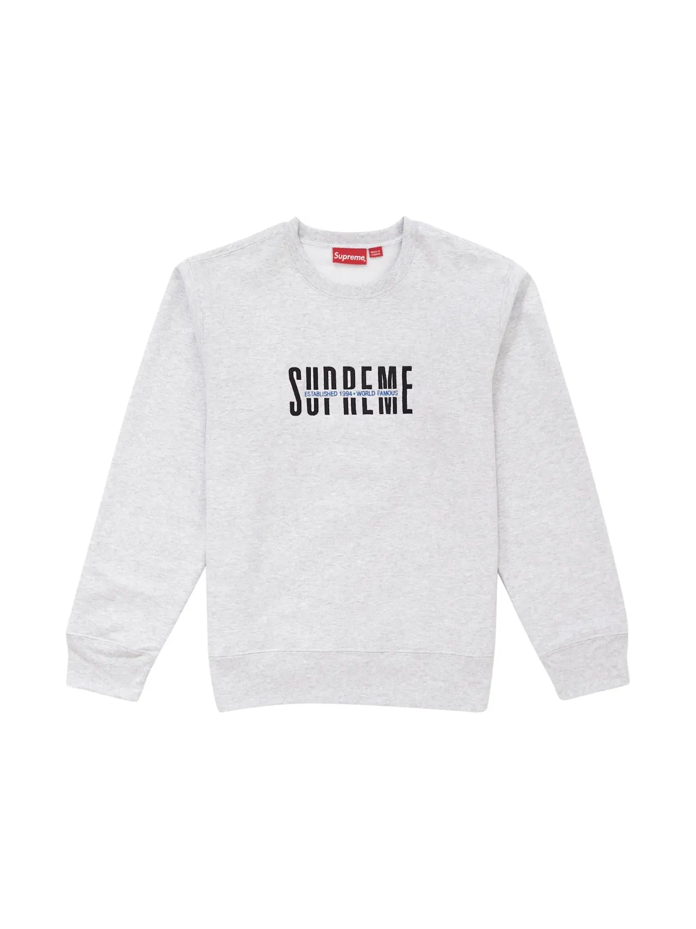 Мужской свитшот Supreme World Famous Crewneck — изображение 1 из 1, серый
