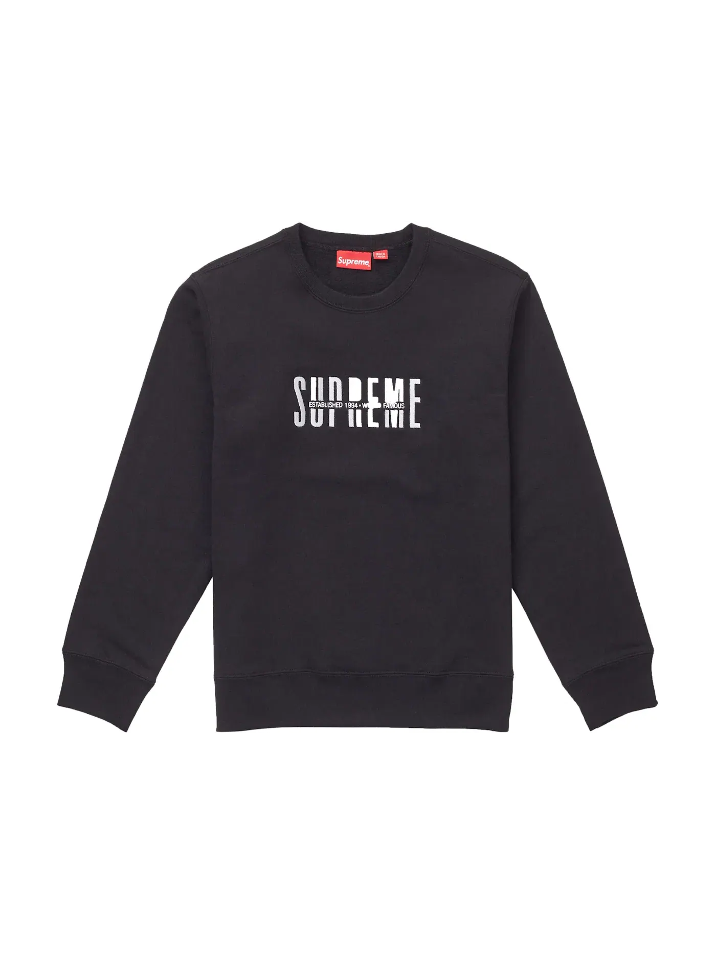 Мужской свитшот с принтом Supreme World Famous Crewneck Black — изображение 1 из 1