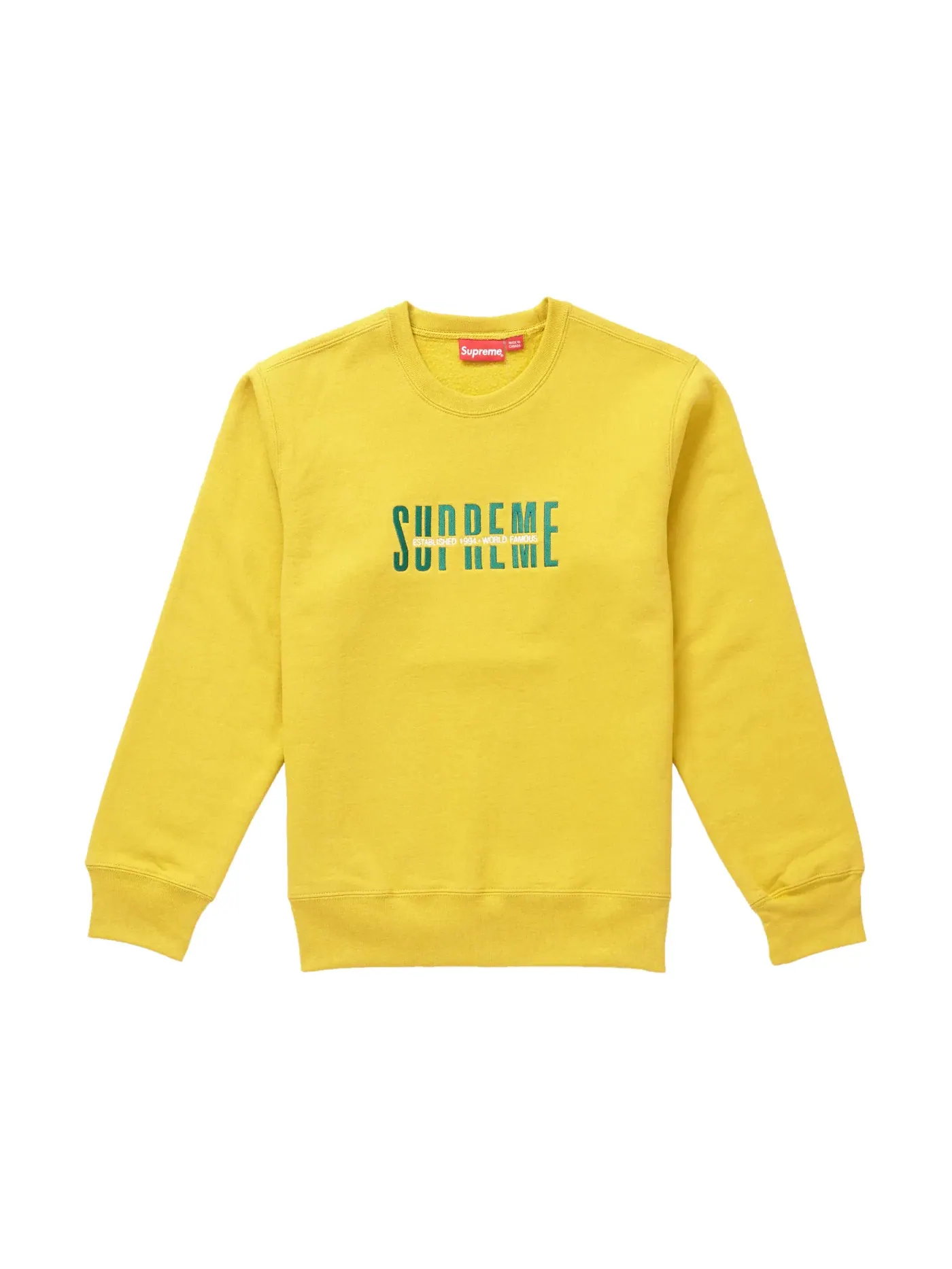 Мужской свитшот с принтом Supreme World Famous Crewneck — изображение 1 из 1, желтый