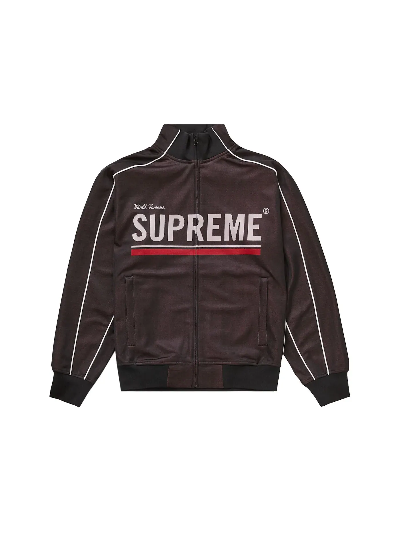 Мужская куртка с жаккардовым принтом Supreme World Famous Jacquard Track Jacket — изображение 1 из 2, черный