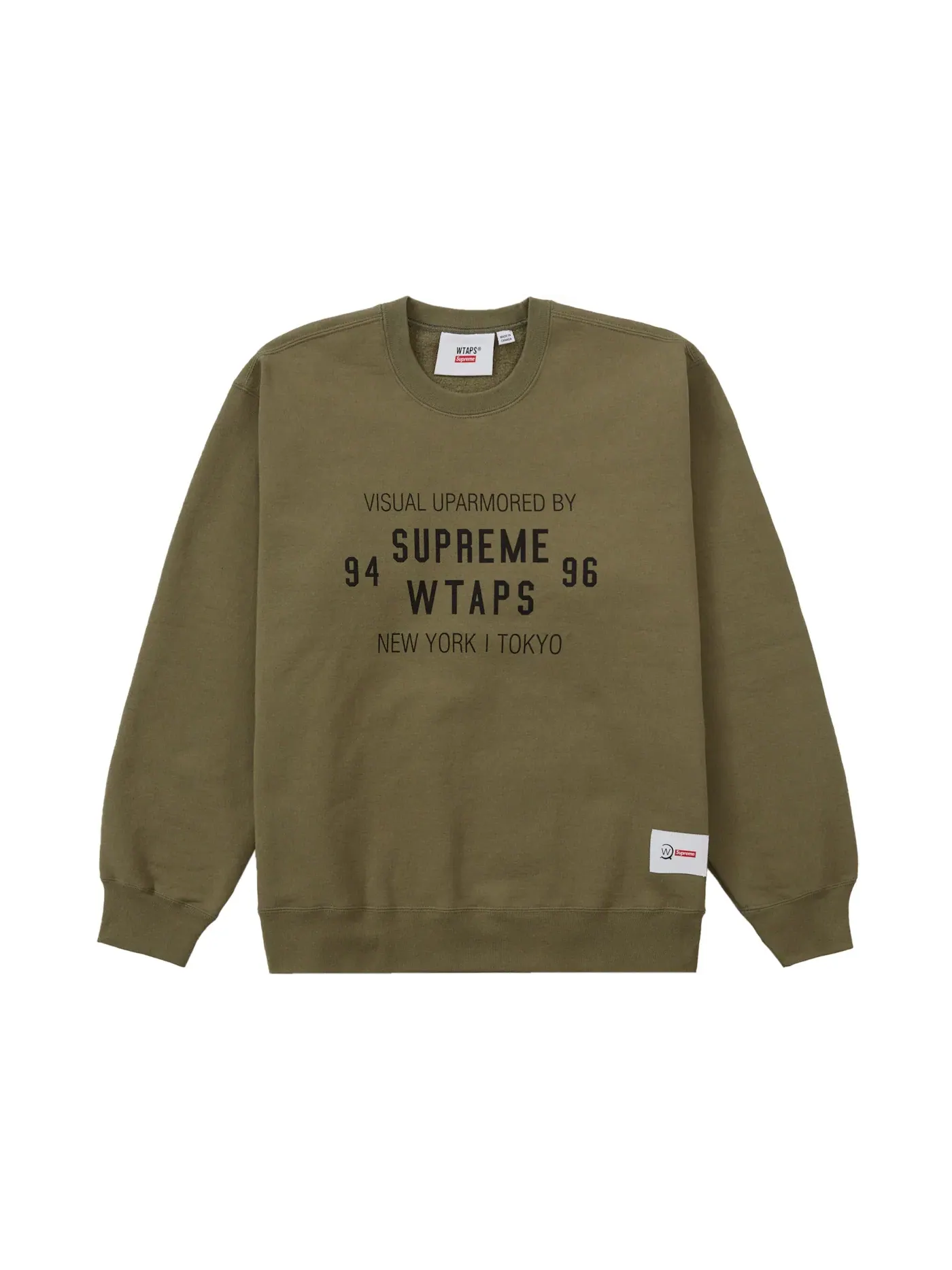 Мужской свитшот с принтом WTAPS Supreme — изображение 1 из 1, светлый оливковый