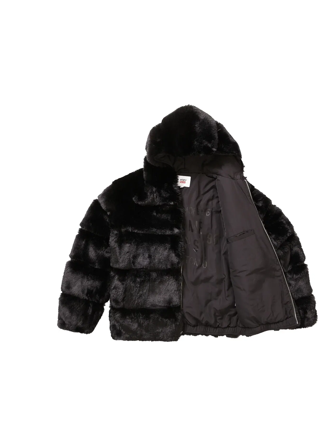 Мужская куртка с капюшоном из искусственного меха WTAPS Supreme — изображение 2 из 2, черный