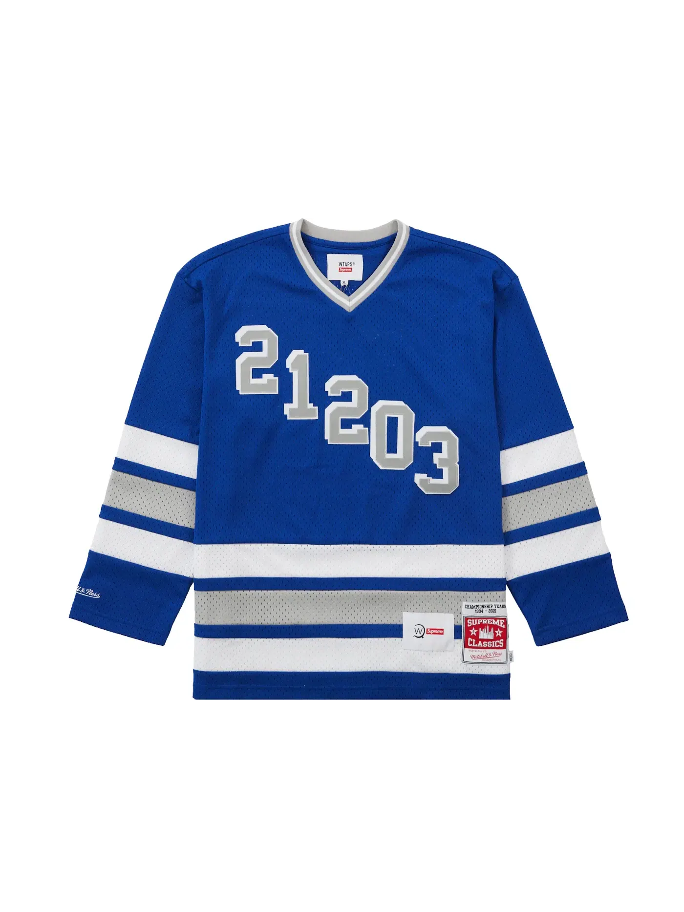 Мужская хоккейная джерси с принтом WTAPS Mitchell & Ness Supreme — изображение 1 из 2, синий