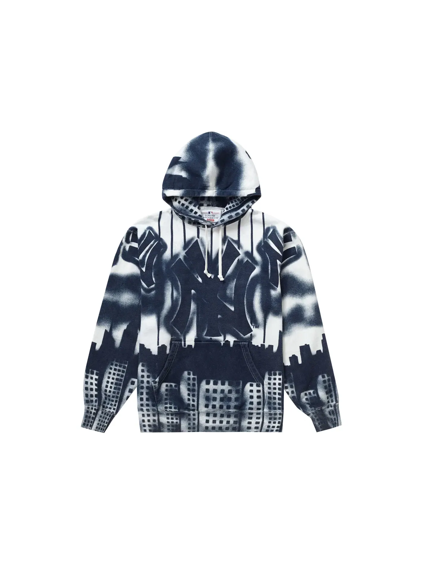 Мужской худи с принтом Supreme x New York Yankees Airbrush — изображение 1 из 2, белый