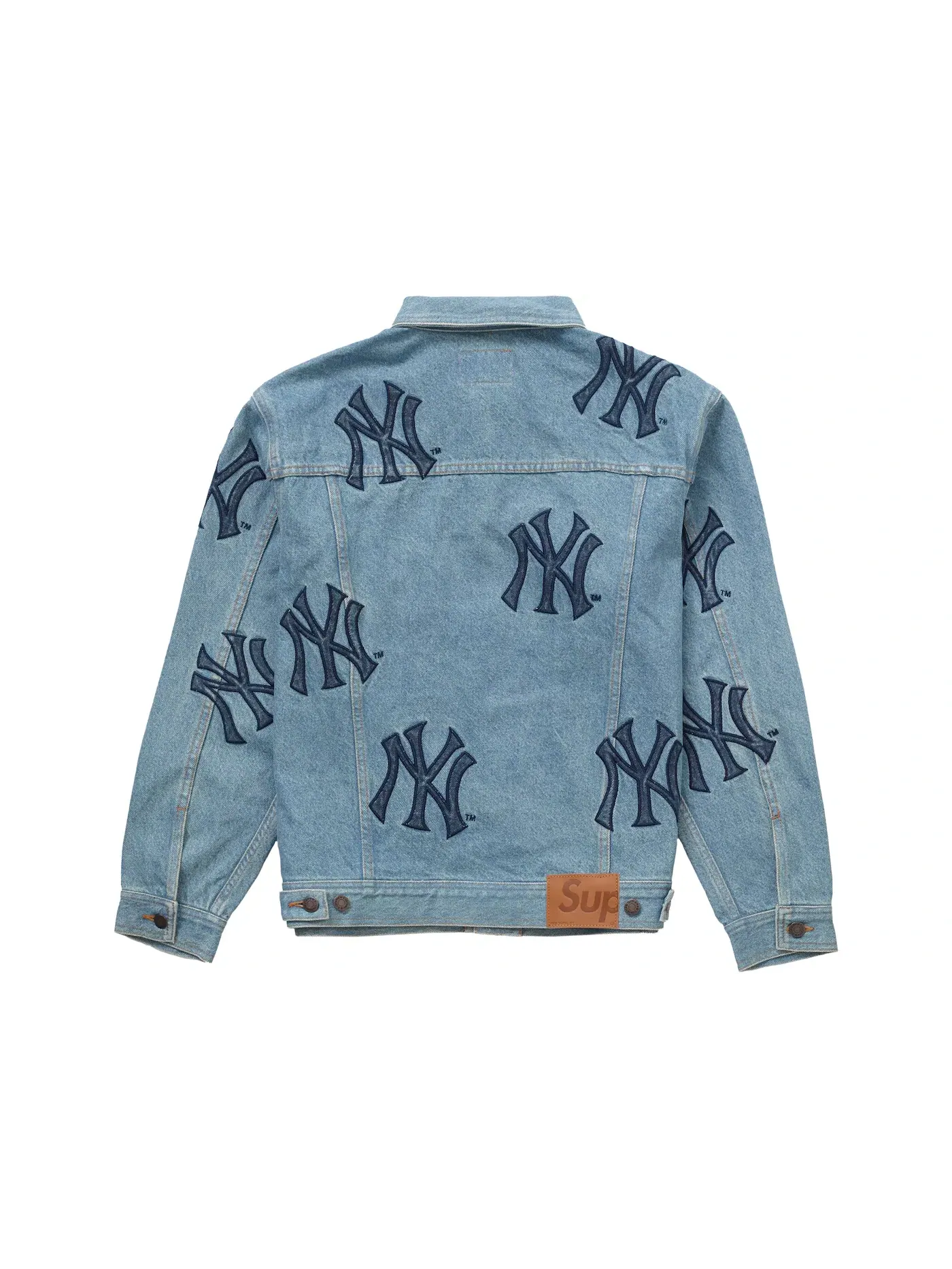 Мужская джинсовая куртка-тракер с принтом Supreme x New York Yankees — изображение 2 из 2, синий