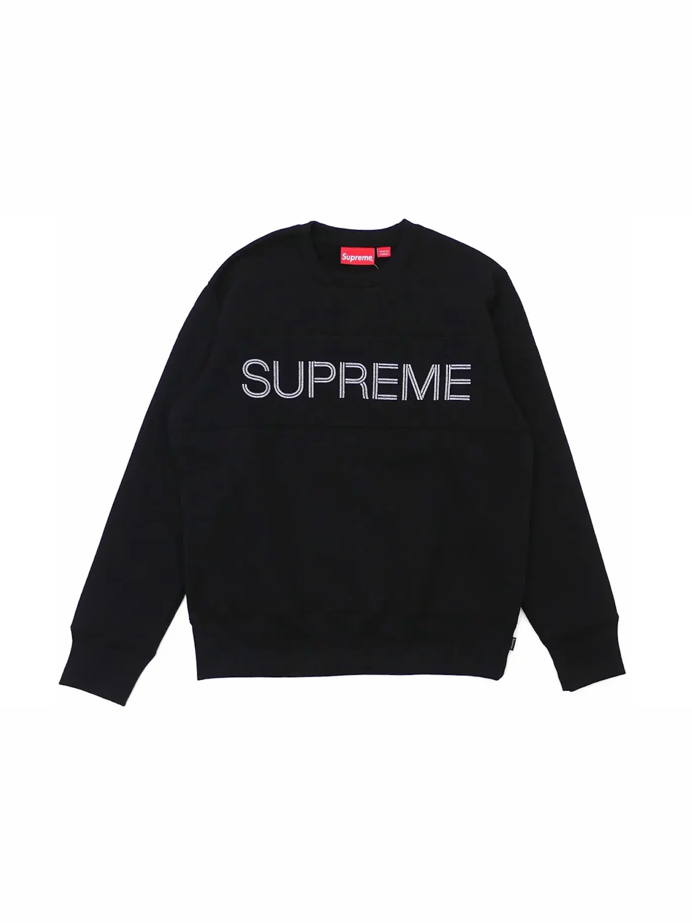 Мужской свитшот с вставкой Supreme Zig Zag Stitch Panel Crewneck Supreme — изображение 1 из 1, черный
