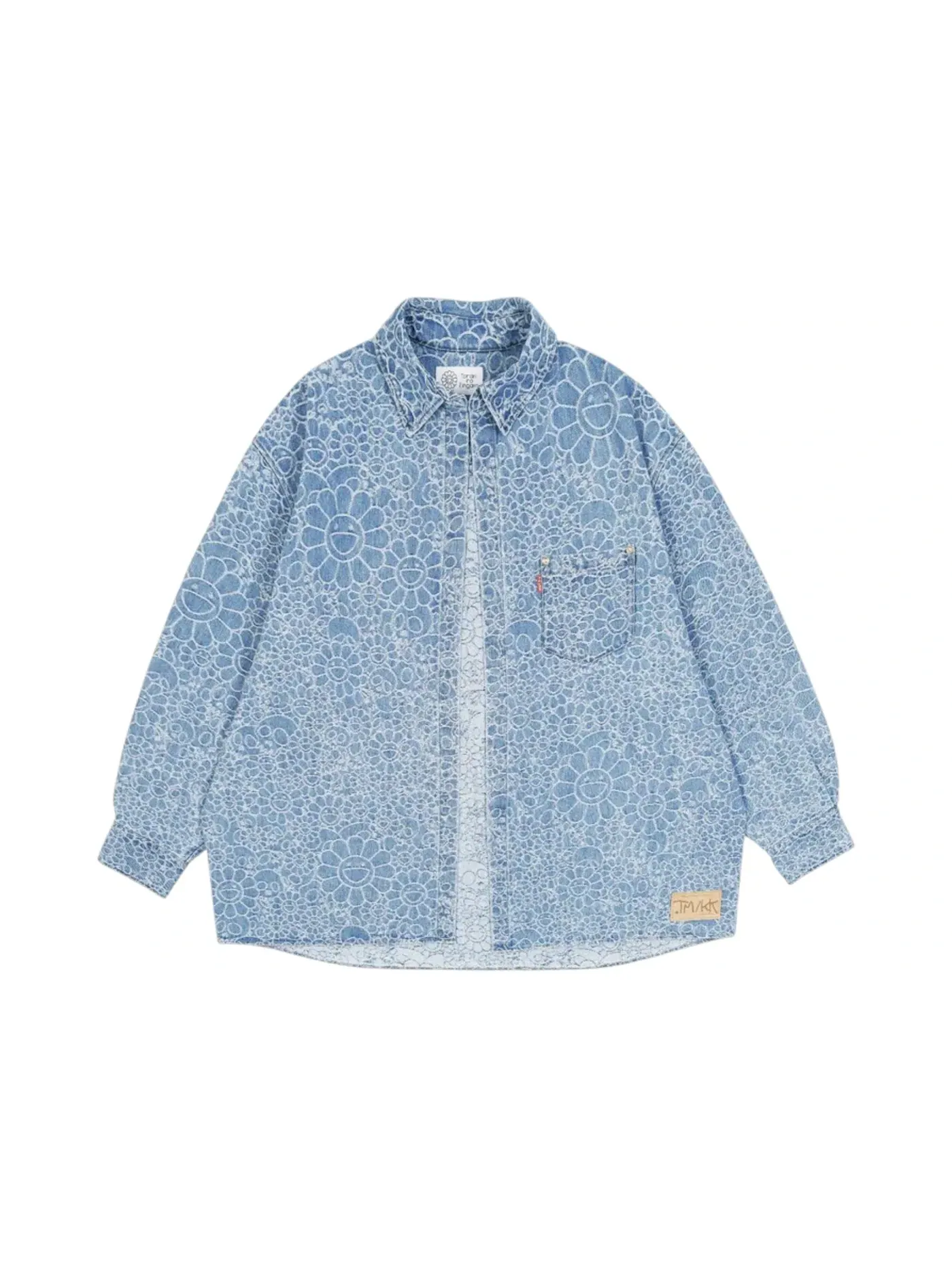 Мужская рубашка-хаори с принтом Takashi Murakami Flowers and Skulls Shirt — изображение 1 из 1, светлый синий
