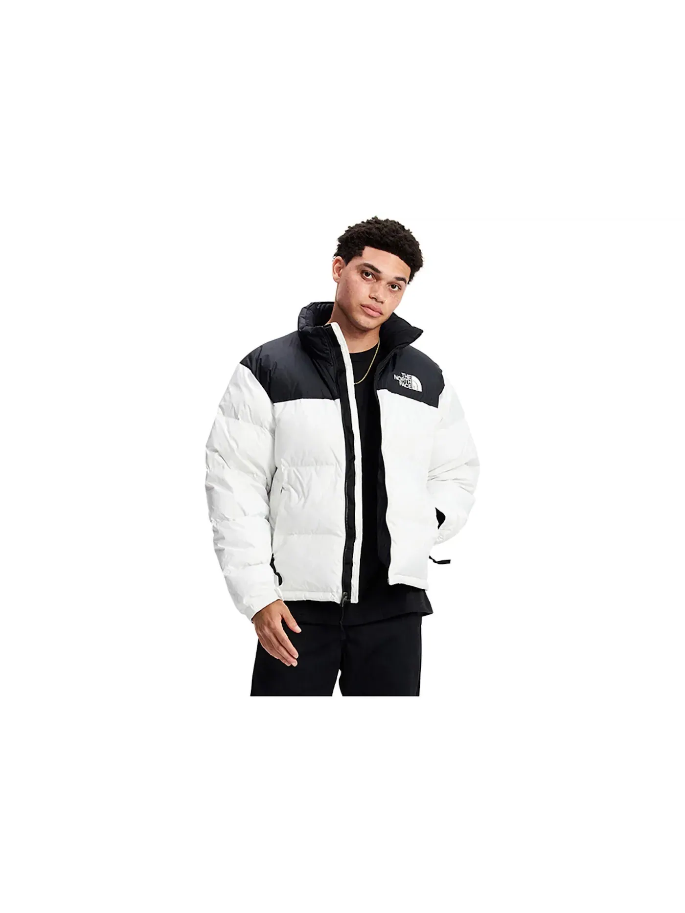 Мужская куртка пуховая с капюшоном 1996 Retro Nuptse The North Face — изображение 3 из 4, белый/черный